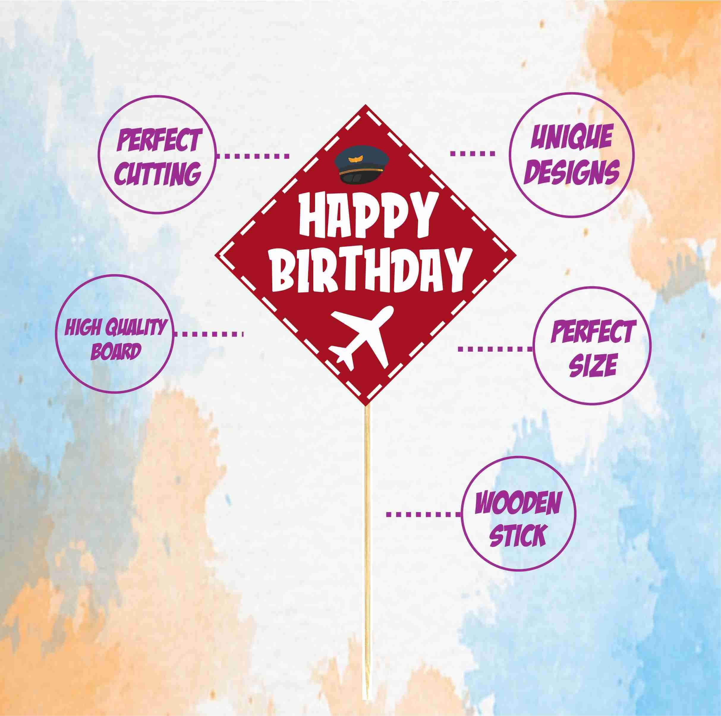 Aeroplane Theme Cake Toppers Blue & Red Cardstock Airplane Cake Decorations Pilot & Aviation Theme Party Supplies for Boys 1st Birthday, Time Flies, Cake Smash Props (Cake Topper - Pack of 10) thumbnail 5