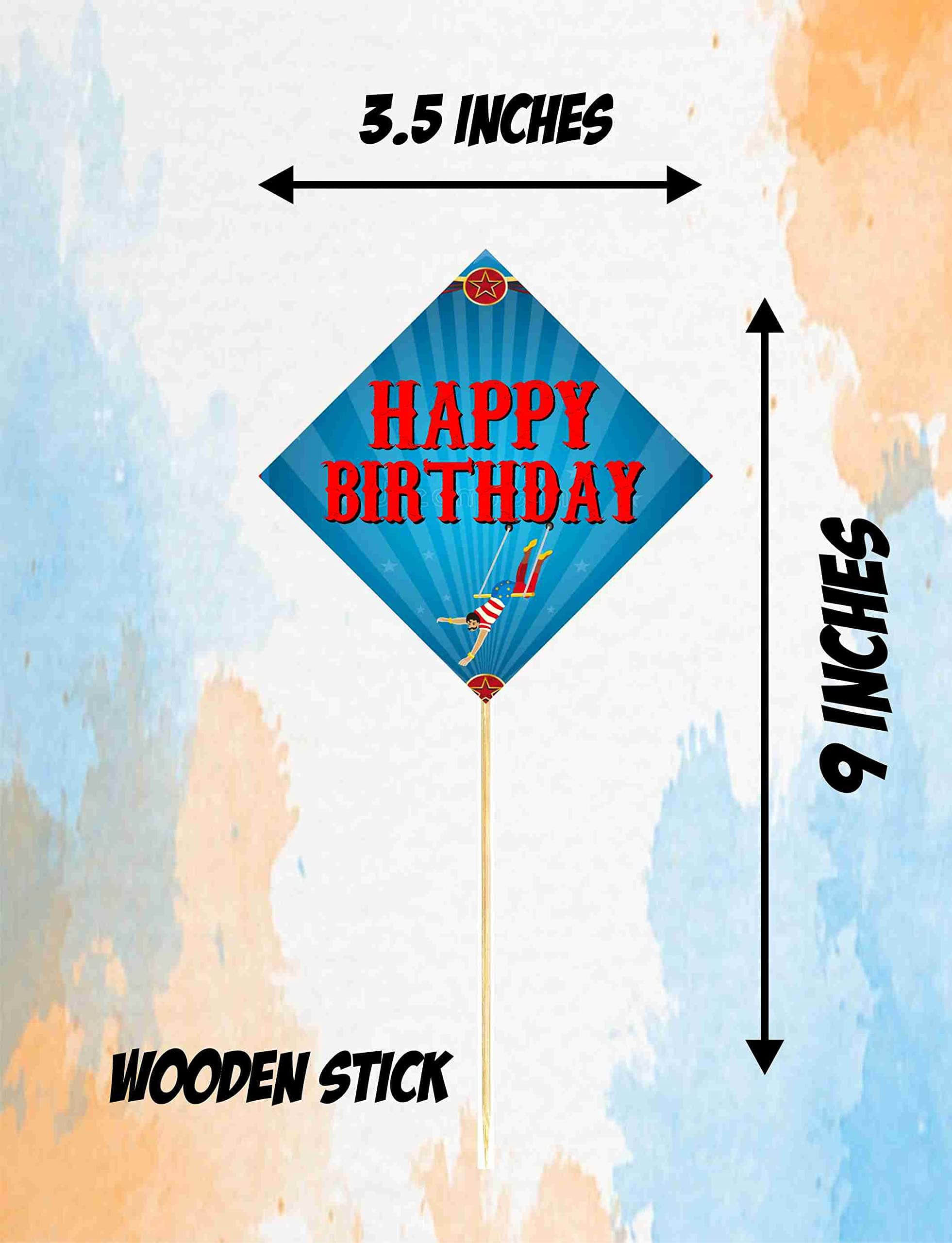 Balloonistics Circus Theme Cake Topper - Large Double-Sided Cardstock Cake Decoration with Big Top Tent & Star Designs - Greatest Showman, Carnival Birthday Party Supplies for Kids (Cake Topper - Pack of 10) thumbnail 3