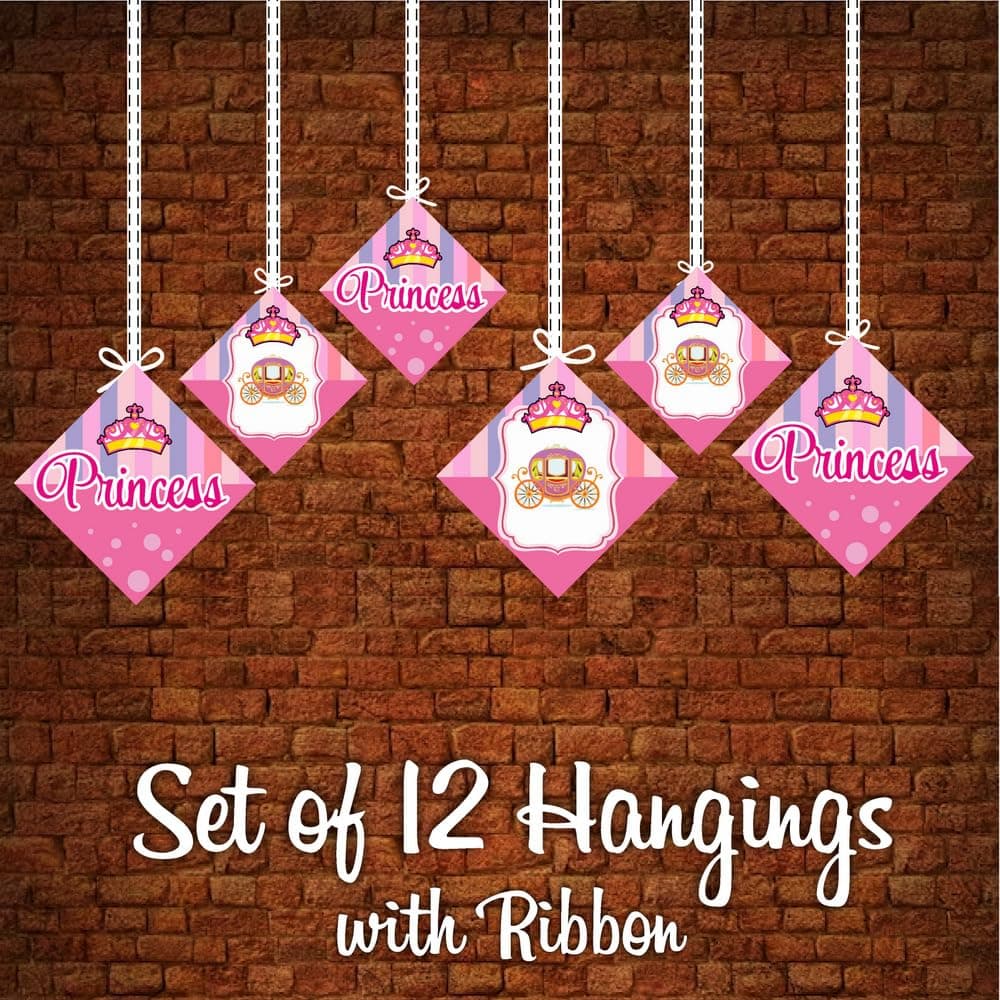 Balloonistics Princess Theme Hanging Decorations Double-Sided Cardstock Party Room Decor Birthday Backdrop for Girls (Hangings - Pack of 12) thumbnail 5