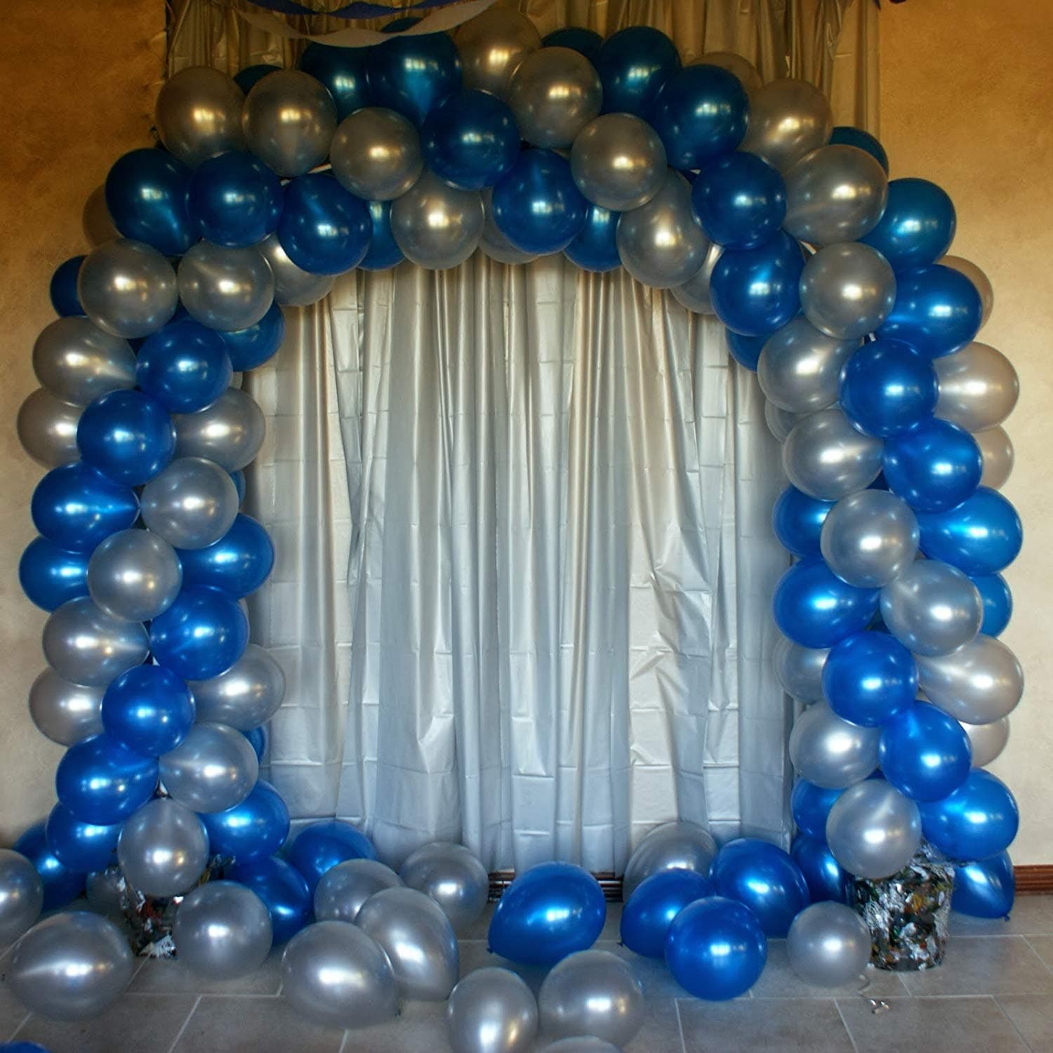 Balloonistics 50-Pack Winter Wonderland Theme HD Metallic Blue & Silver Latex Balloons – Icy Party Décor for Girls Birthday, Winter & Princess Theme Celebrations (Blue & Silver, Pack of 50) thumbnail 2