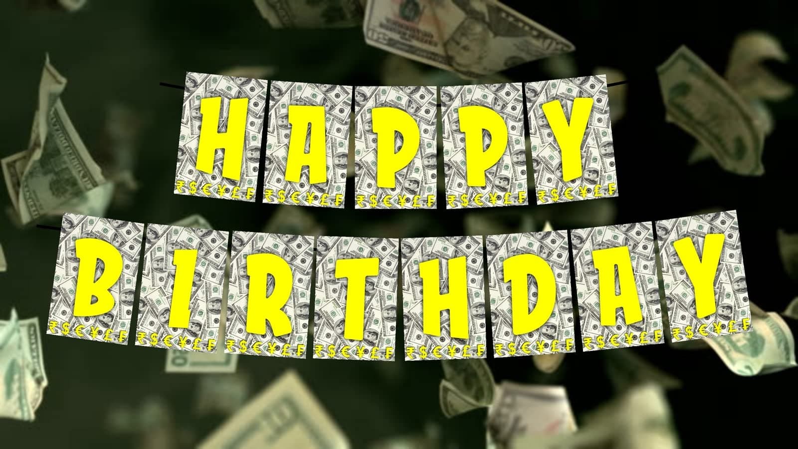 Balloonistics Money Theme Happy Birthday Banner - Cash, Currency & "Making Bank" Cardstock Bunting for All Ages - Casino, Millionaire & Wealth Themed Party Decorations, Rich Vibes Backdrop thumbnail 2