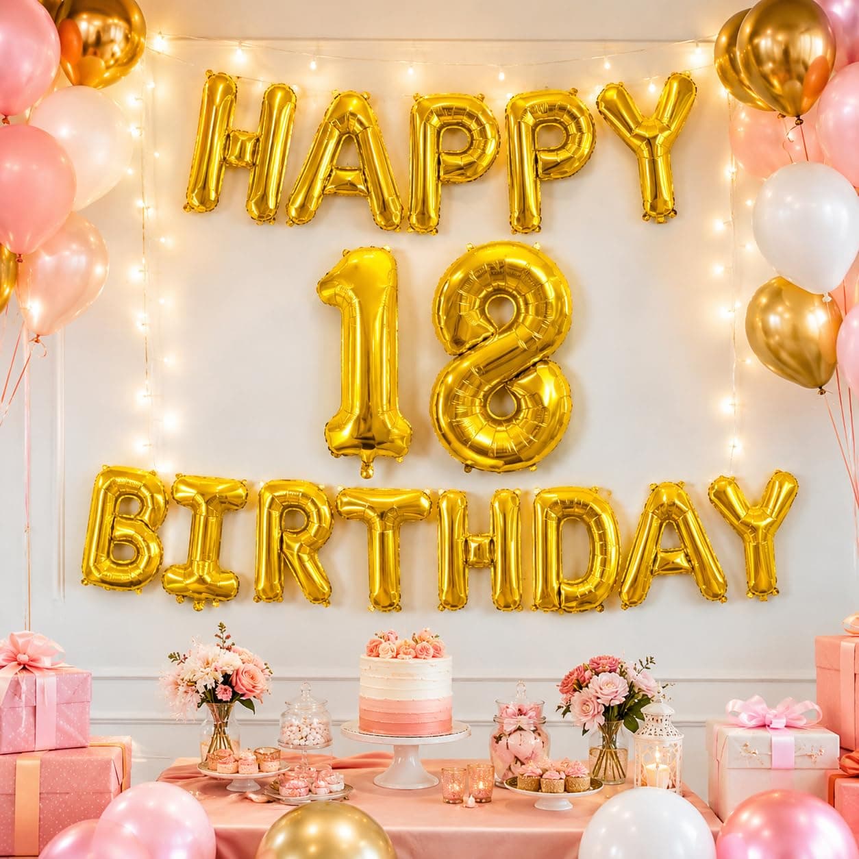 Balloonistics Happy Birthday Letter Golden Foil Balloons and Number Golden Foil Balloon for Party Decoration (Number 18) thumbnail 1