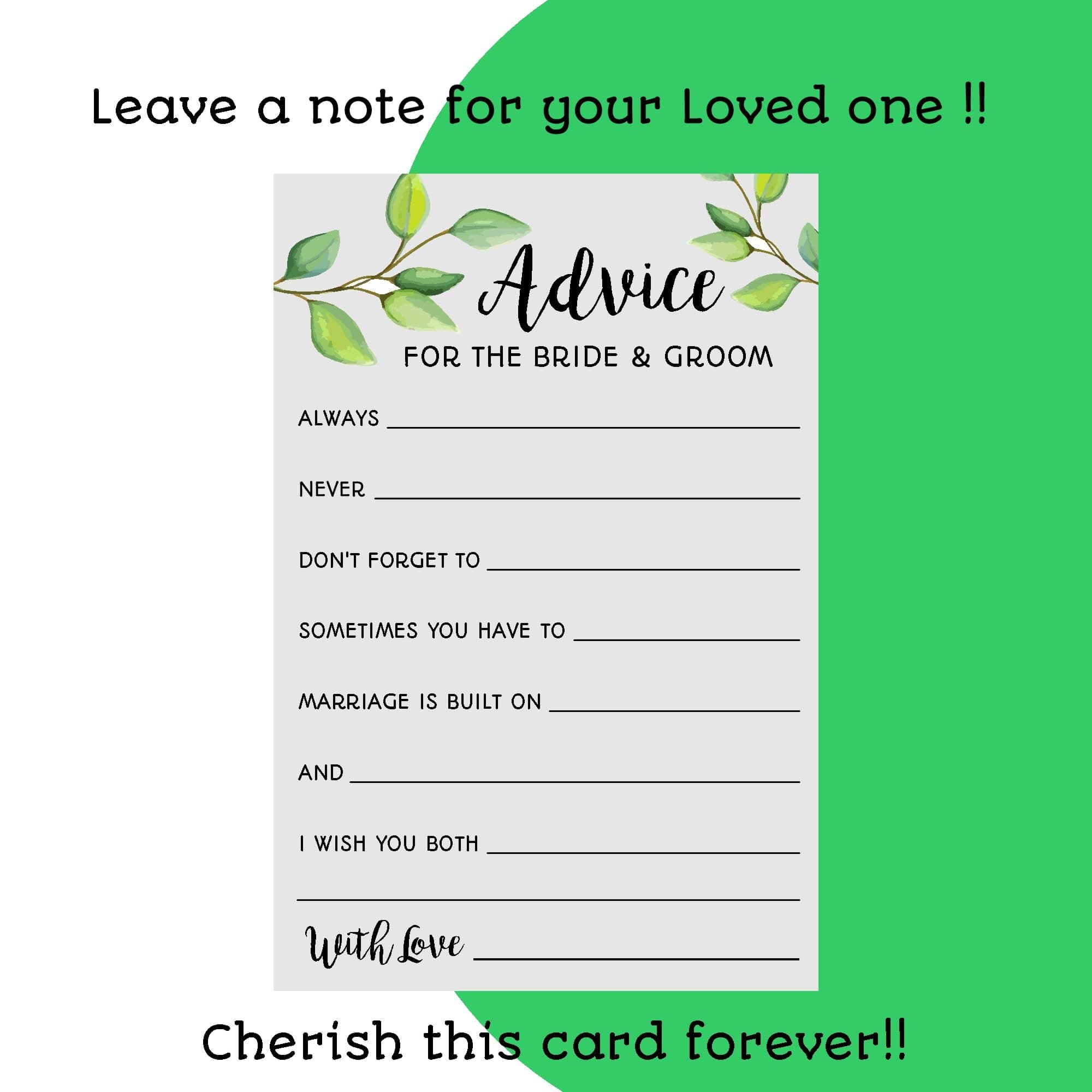Balloonistics Wedding Advice & Wishes Cards – Pack of 20 – Elegant Botanical Greenery Design – Heartfelt Guest Activity for Bride and Groom – Premium 4x6 Inch Cardstock Engagement & Reception Supplies thumbnail 4