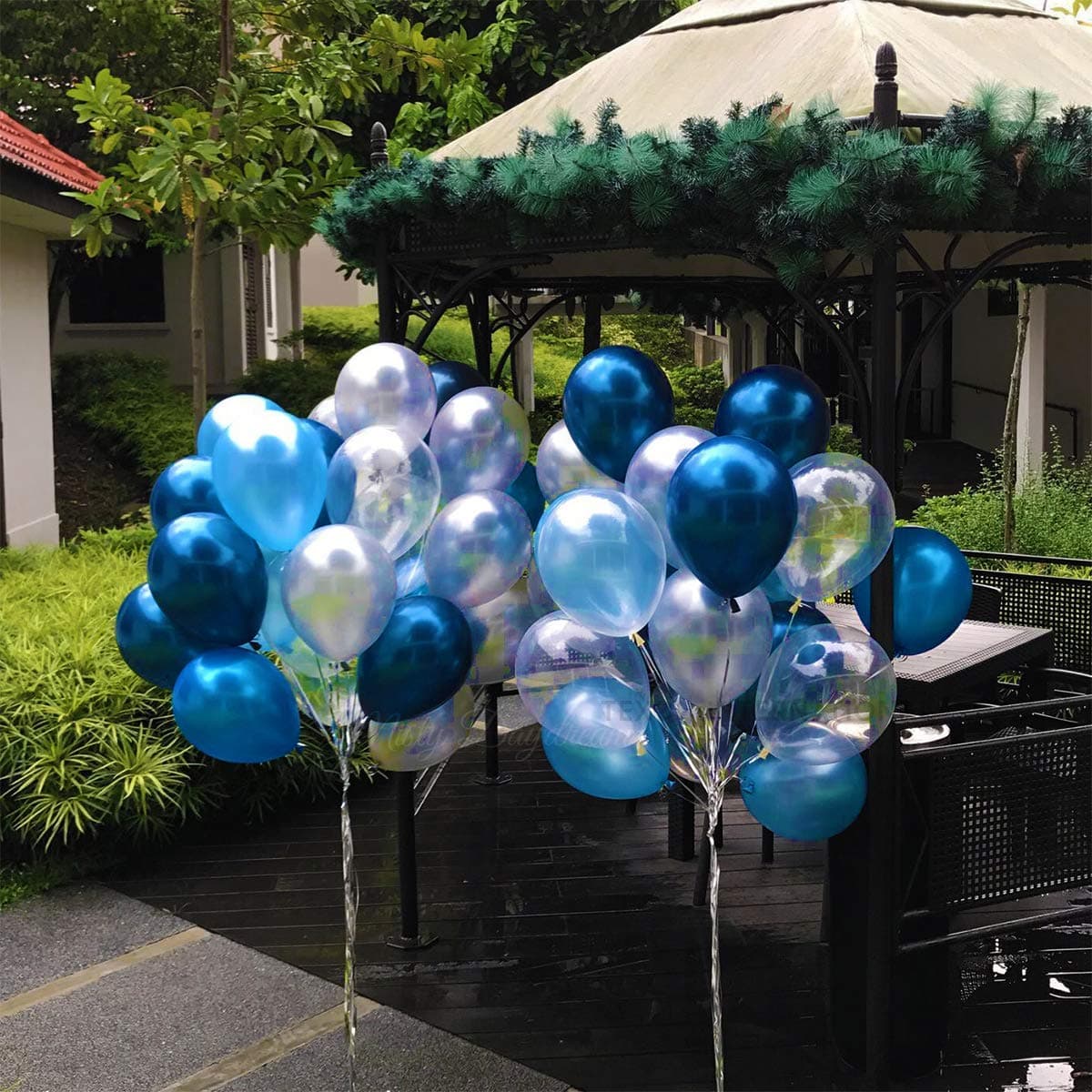 Balloonistics Metallic HD Toy Balloons – Blue & Silver Latex Balloons for Birthday, Baby Shower & Party Decorations – Pack of 100 thumbnail 3