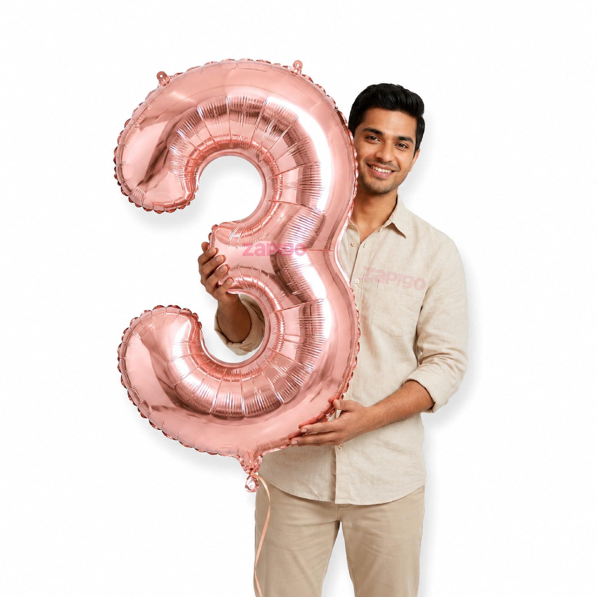 Balloonistics Rose Gold 40-Inch Foil Number 3 Balloon - Helium or Air Fill for 3rd Birthday, Anniversary Party Decoration, Photo Booth Backdrop, Cake Table Decor thumbnail 1