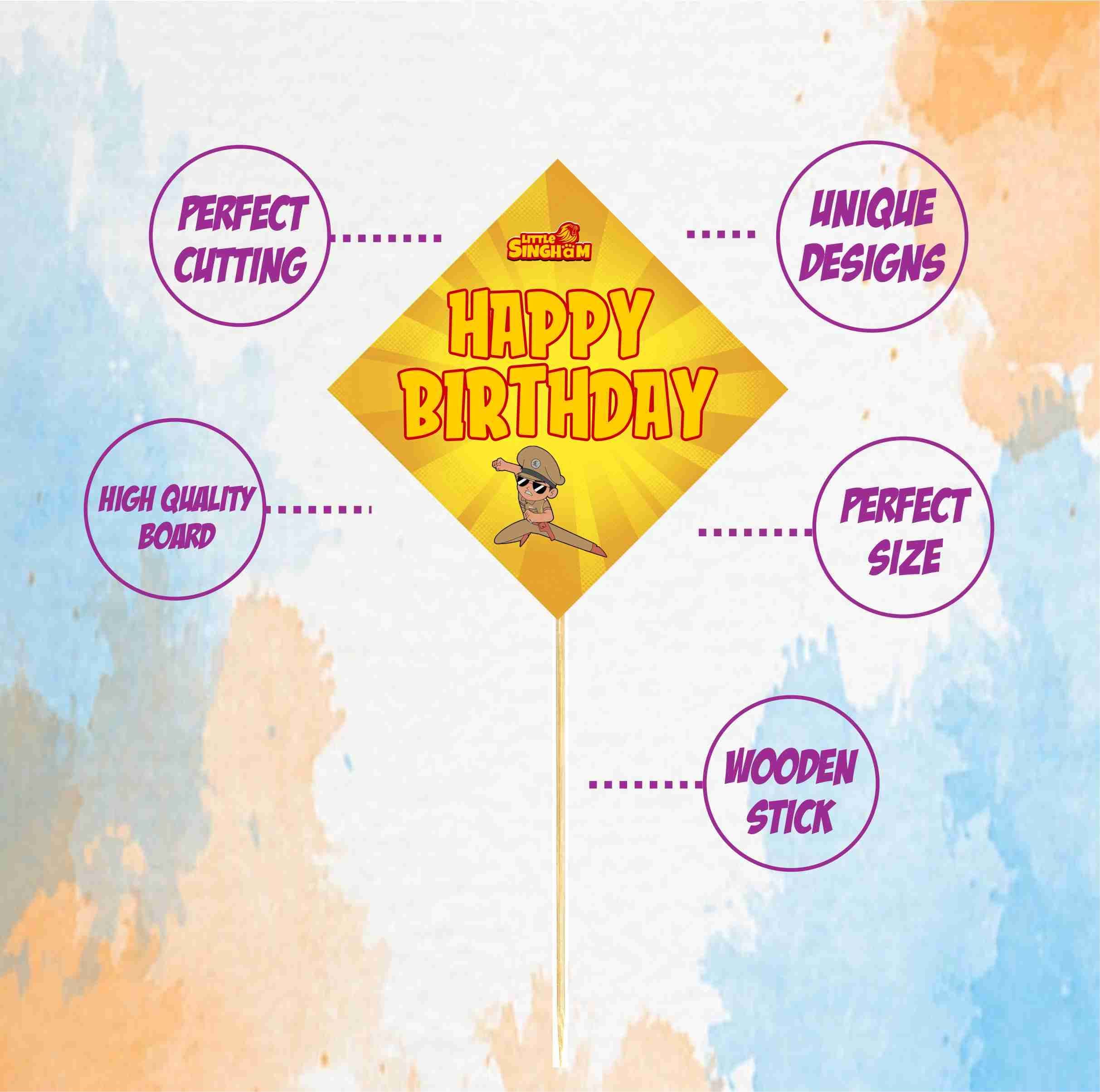 Balloonistics Little Police Singham Theme Cake Topper with Bamboo Sticks Durable Cardstock Party Decorations Perfect for Kids Birthday (Cake Topper - Pack of 10) thumbnail 5