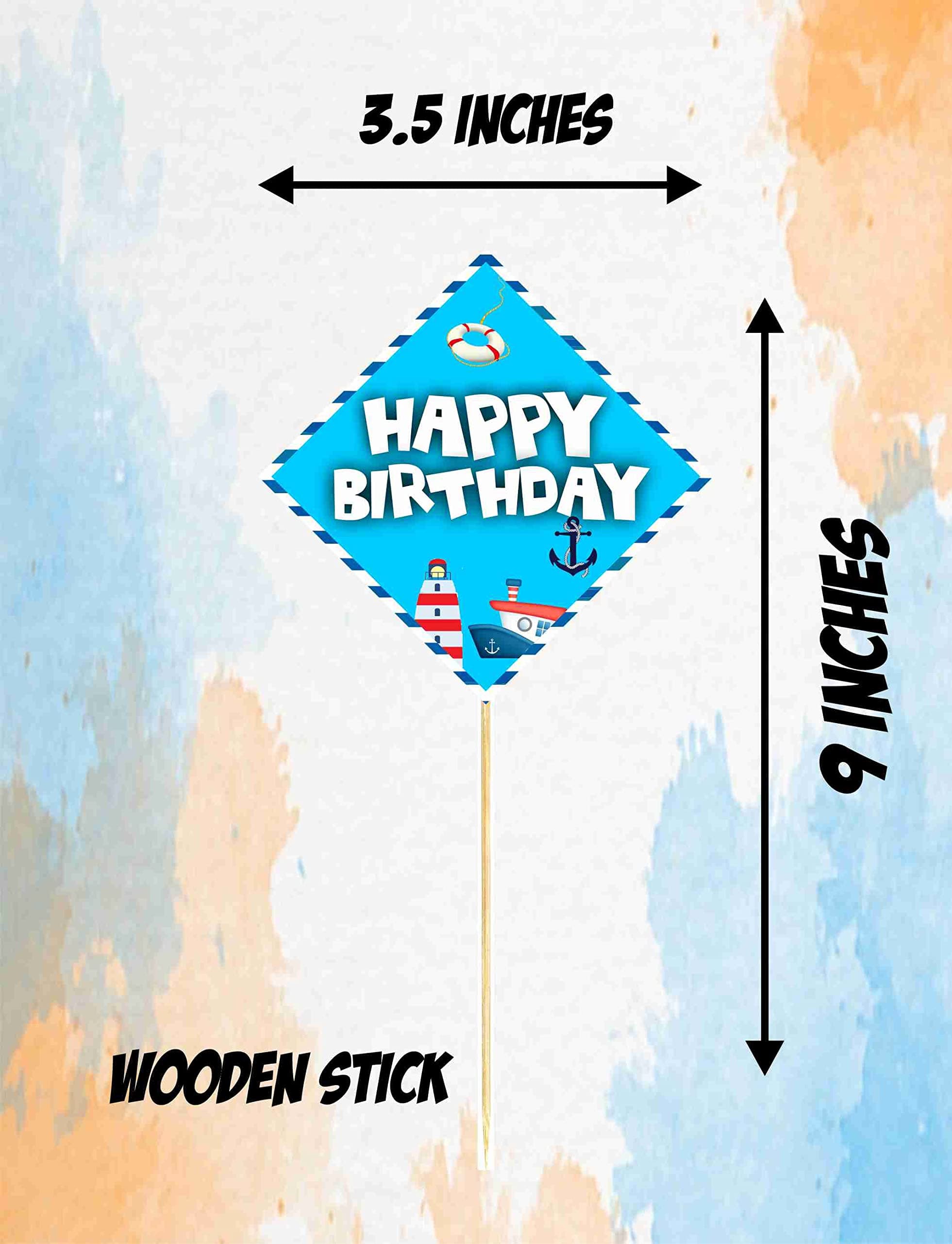 Balloonistics Sailor Theme Cake Topper – Pack of 10 Premium Cardstock Cupcake & Cake Picks with Bamboo Sticks – Nautical Navy Blue & Red Decorations for Kids Birthdays thumbnail 3