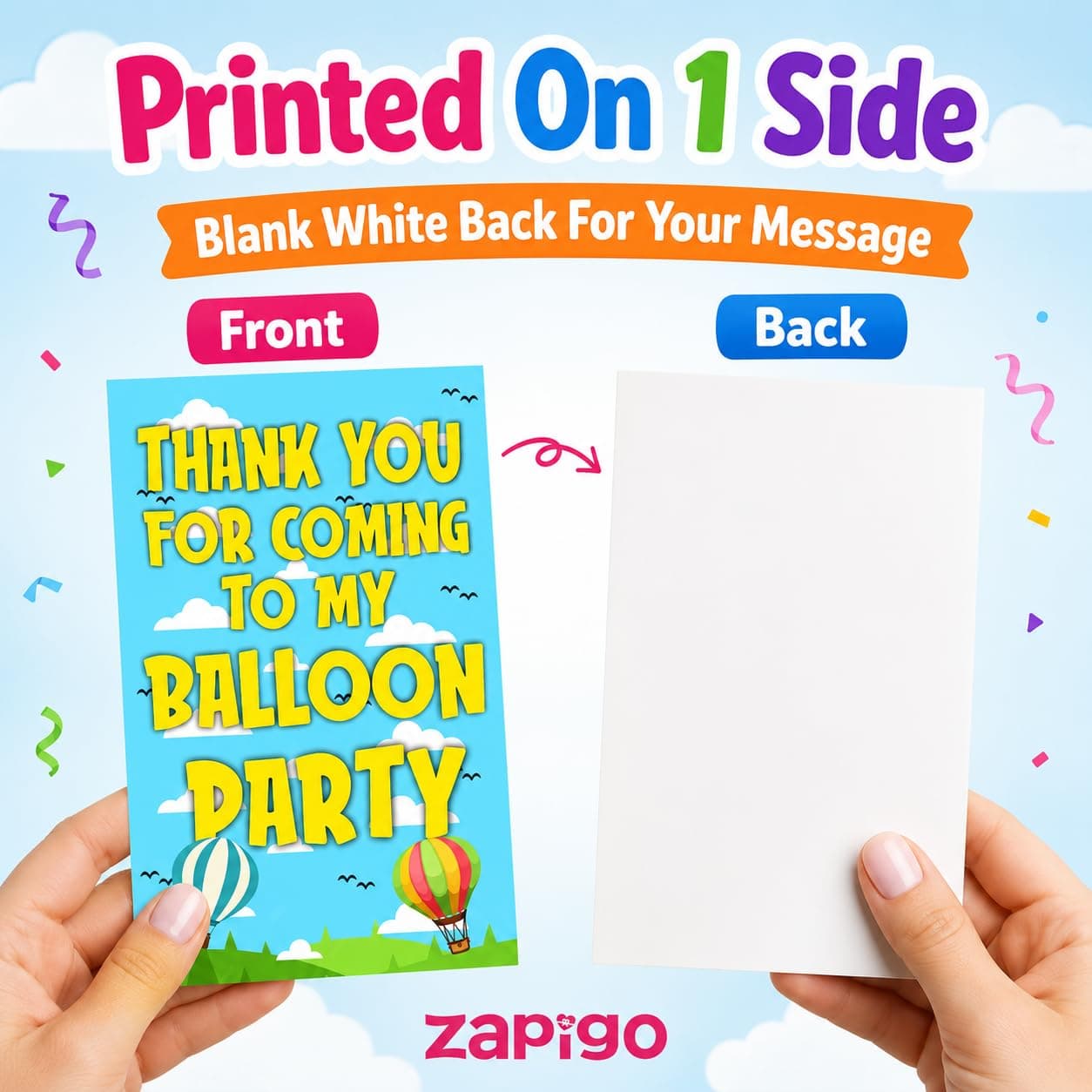 Balloonistics Hot Air Balloon Theme Thank You Cards - Pack of 20 Up & Away Party Appreciation Notes - Premium Cardstock Whimsical Sky & Clouds Stationery, Adventure Awaits Birthday Favors (Thank you Cards - Pack of 20) thumbnail 4