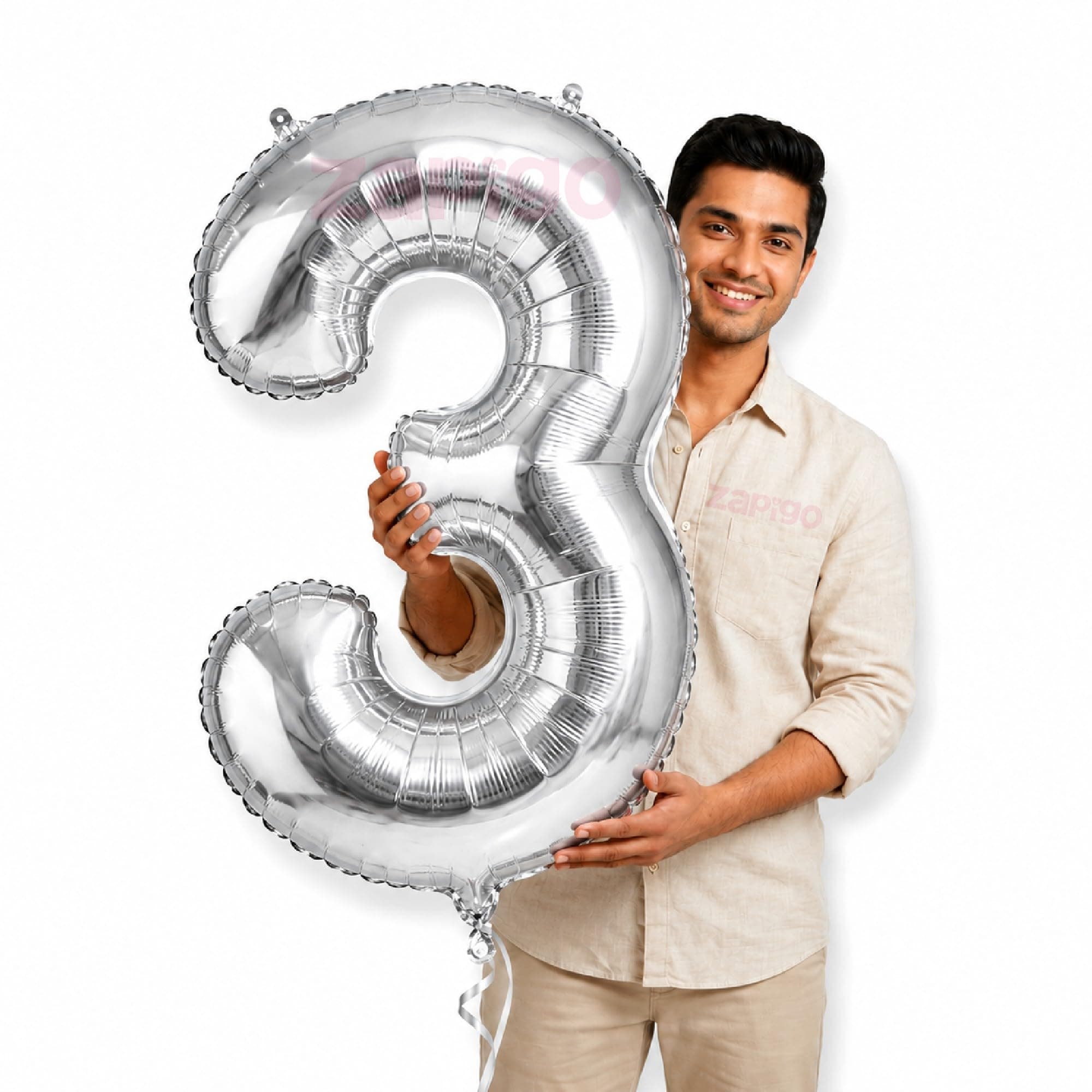 Balloonistics Silver 40-Inch Foil Number 3 Balloon - Helium or Air Fill for 3rd Birthday, Anniversary Party Decoration, Photo Booth Backdrop, Cake Table Decor thumbnail 1