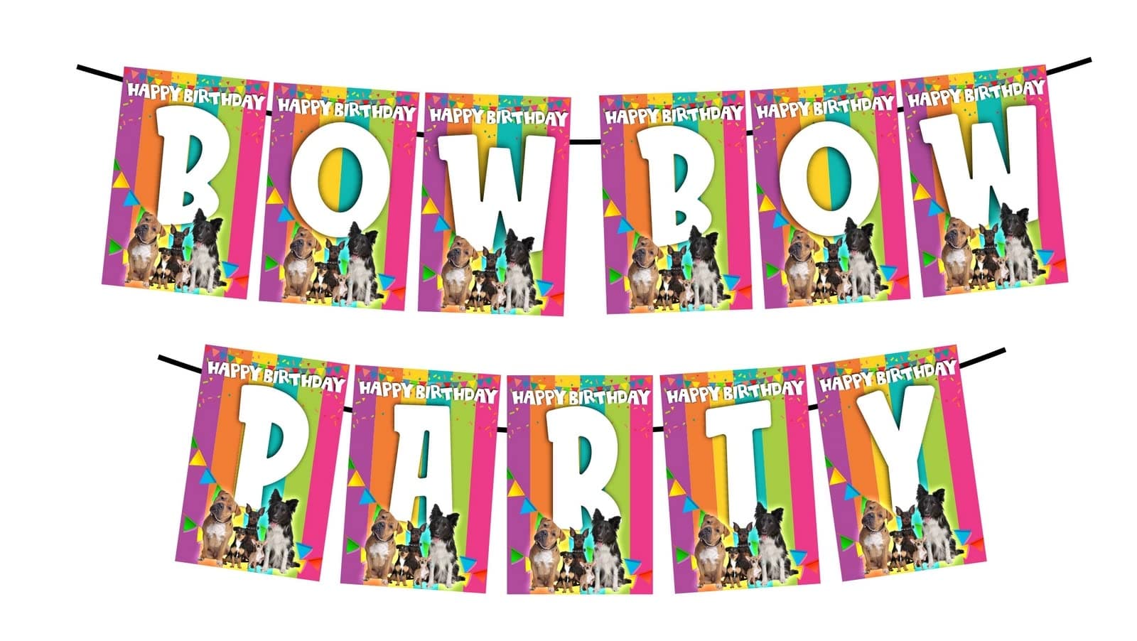 Balloonistics Bow Bow Party Birthday Banner - Puppy Dog & Paw Print Cardstock Bunting for Kids Birthday Decorations - Doggy & Pet Theme Party Supplies, Puppy Lover Backdrop thumbnail 1