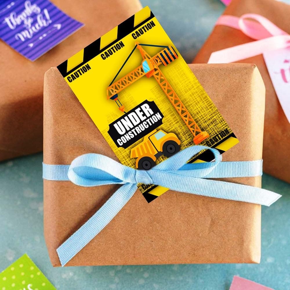 Balloonistics Construction Birthday Invitations Double-Sided Cardstock Party Invite Cards Excavator & Dump Truck Theme for Boys (Invite Card - Pack of 10) thumbnail 3