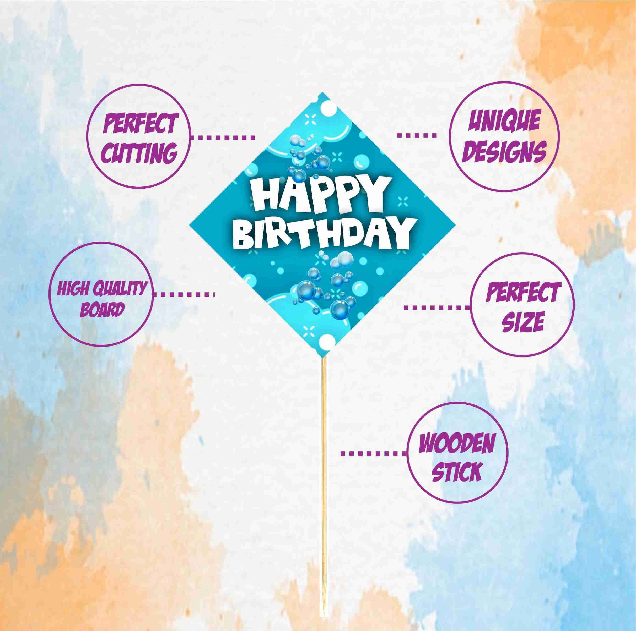 Balloonistics Bubble Theme Cake Topper - "Let’s Pop" Birthday Cake Decoration - Premium Cardstock Double-Sided Iridescent Bubble & Blue Sky Centerpiece, Whimsical Bubbly Party Dessert Decor (Cake Topper - Pack of 10) thumbnail 5