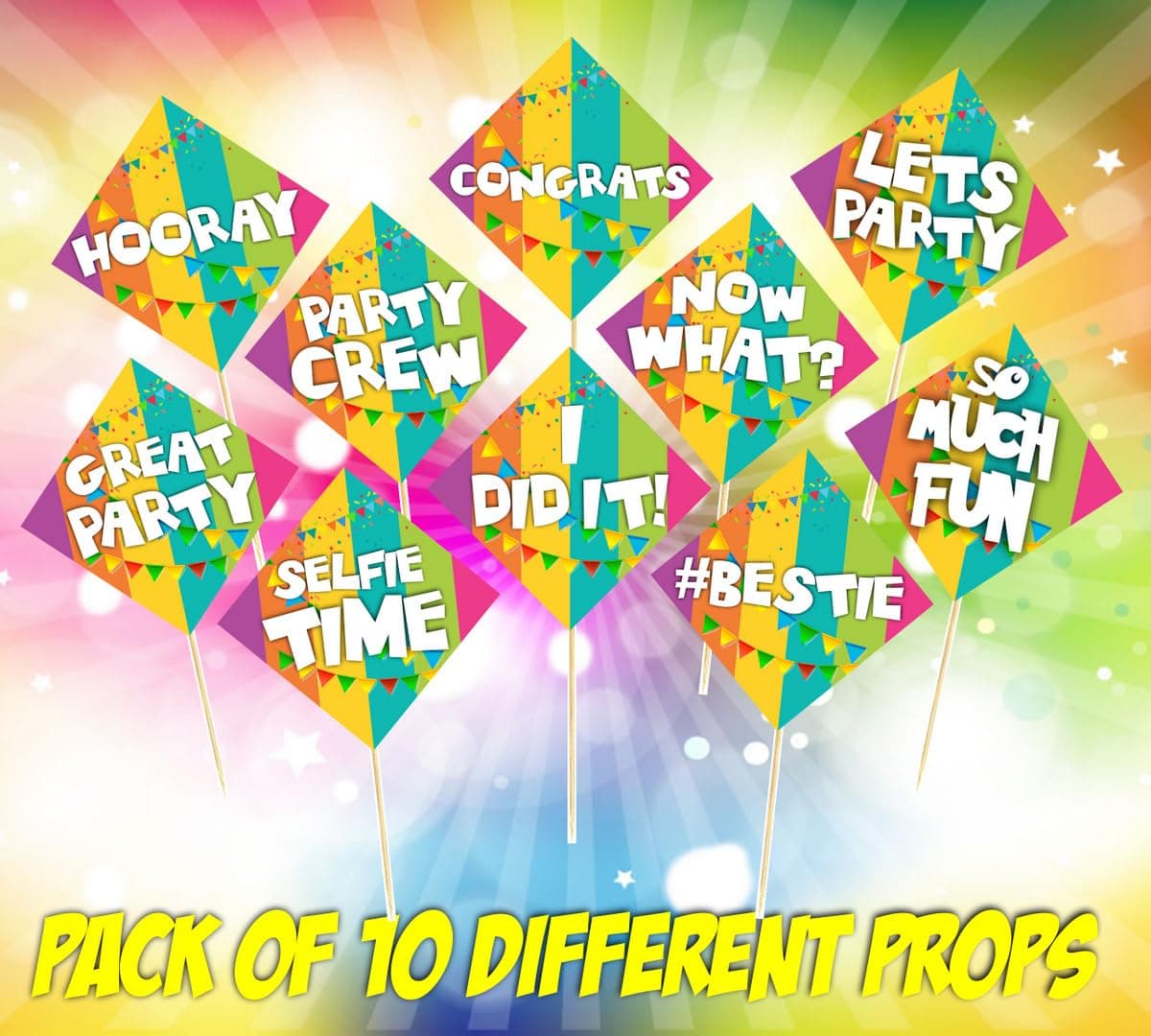 Balloonistics "Congrats" Photo Booth Props (Pack of 10) - Congratulations Graduation & Promotion Party Decorations - Single-Sided Cardstock Photo Props with Bamboo Sticks for Weddings, Graduations & Success Parties (Photo Props - Pack of 10) thumbnail 7