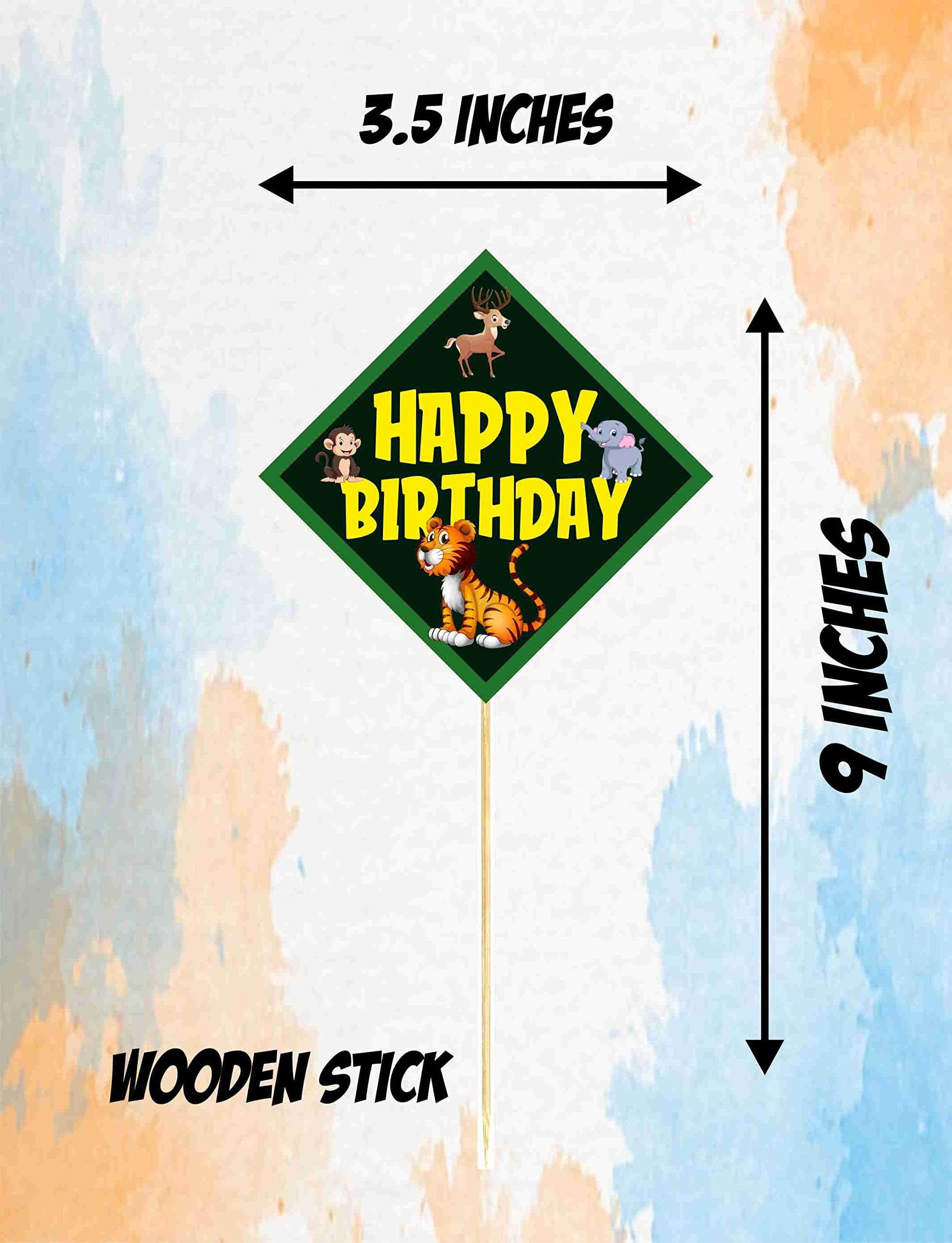 Balloonistics Jungle Animals Cake Toppers Cardstock Cake Decorations Birthday Party Supplies, Zoo Animal Decor for Boys & Girls (Cake Topper - Pack of 10) thumbnail 3