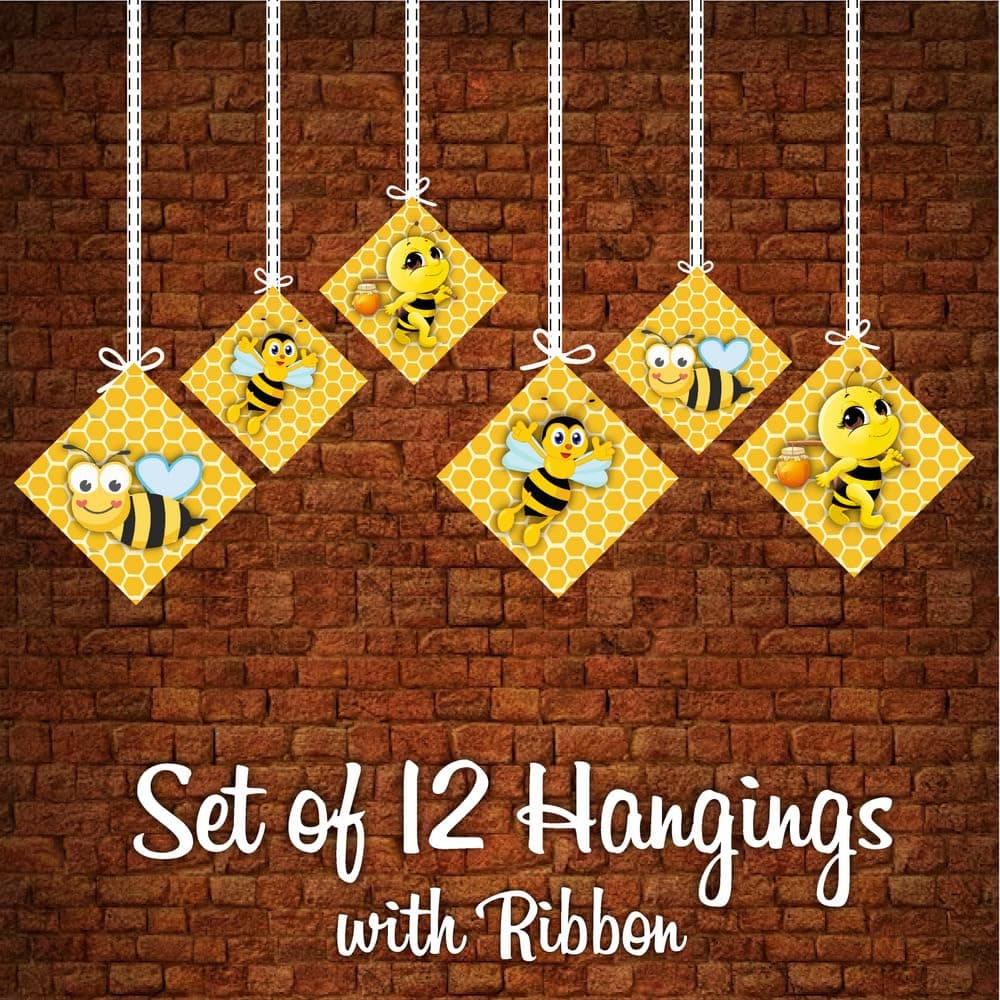 Balloonistics Honey Bee Hanging Decorations Double-Sided Cardstock Honey Bee Theme Party Supplies Hanging Ornaments with Ribbon for Birthday (Hangings - Pack of 12) thumbnail 5