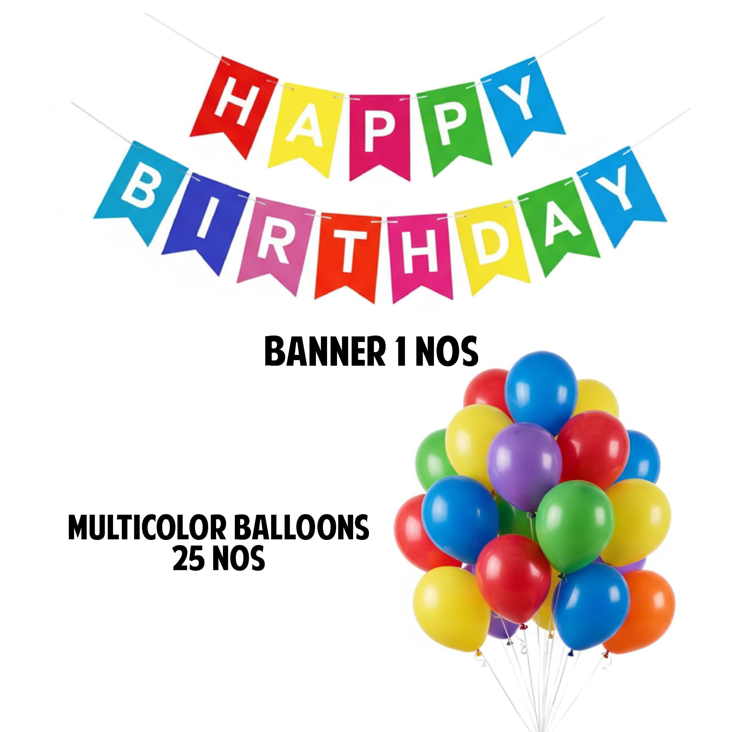 Balloonistics Happy Birthday Banner + 25 Balloons Party Set - Birthday Room Decoration Kit, Photo Booth Backdrop, Cake Table Decor, Party Supplies for Kids, Adults, Anniversary, Celebrations thumbnail 3