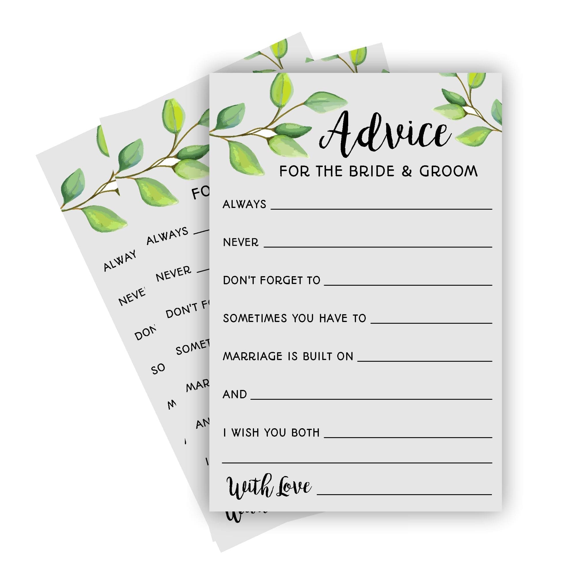 Balloonistics Wedding Advice & Wishes Cards – Pack of 20 – Elegant Botanical Greenery Design – Heartfelt Guest Activity for Bride and Groom – Premium 4x6 Inch Cardstock Engagement & Reception Supplies thumbnail 1