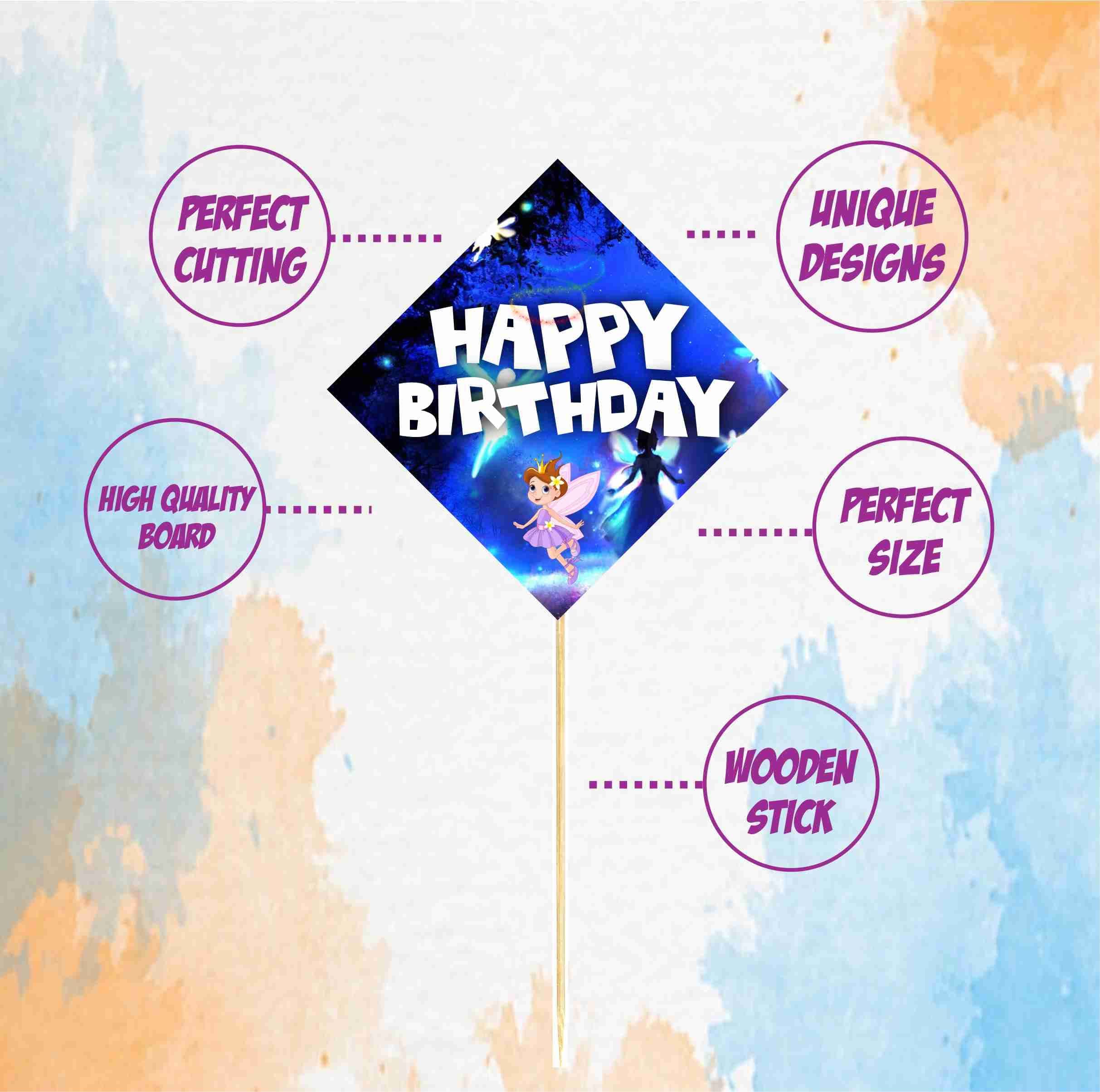 Balloonistics Fairy Theme Happy Birthday Cake Toppers - Pack of 10 Enchanted Forest Party Decorations - Premium Cardstock Pixie, Mushroom & Floral Figures on Bamboo Sticks, Whimsical Magical Birthday Backdrop (Cake Topper - Pack of 10) thumbnail 5