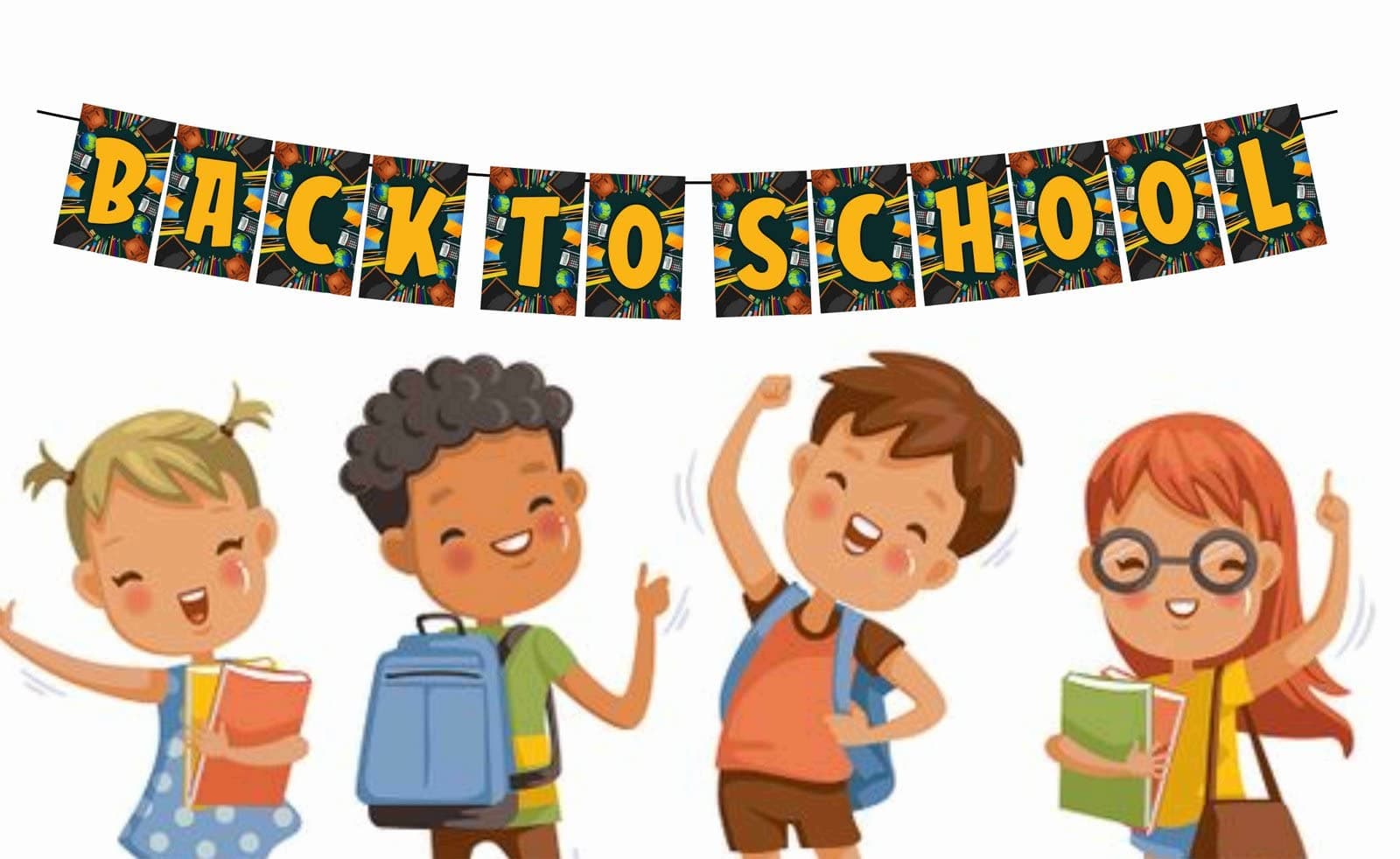 Balloonistics Back to School Banner - School Bus & Stationery Cardstock Bunting for Classroom Decorations - First Day of School Party Supplies, Welcome Back Teacher & Student Backdrop thumbnail 2