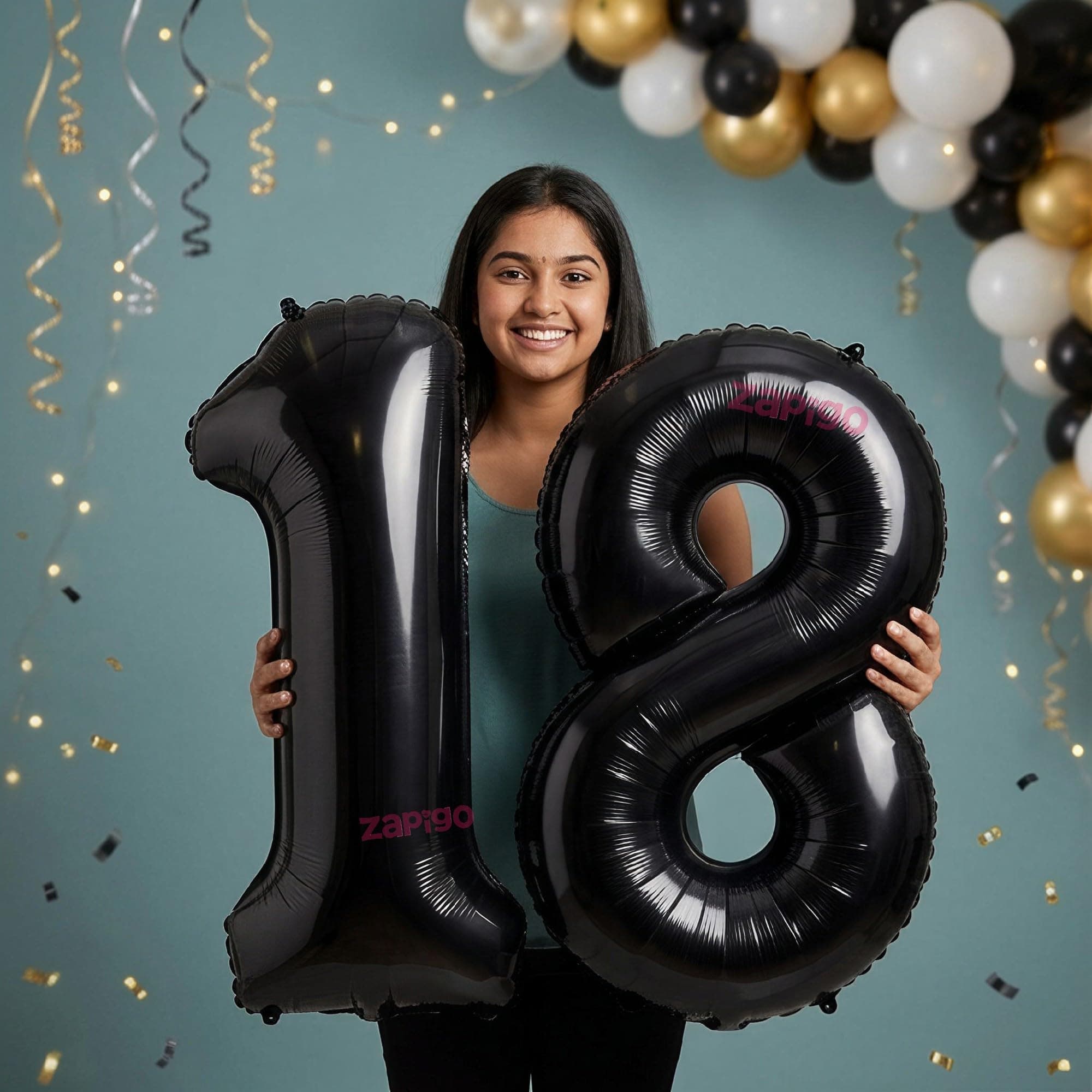 Balloonistics Black 40-Inch Foil Number 18 Balloon - Helium or Air Fill for 18th Birthday, Anniversary Party Decoration, Photo Booth Backdrop, Cake Table Decor thumbnail 1