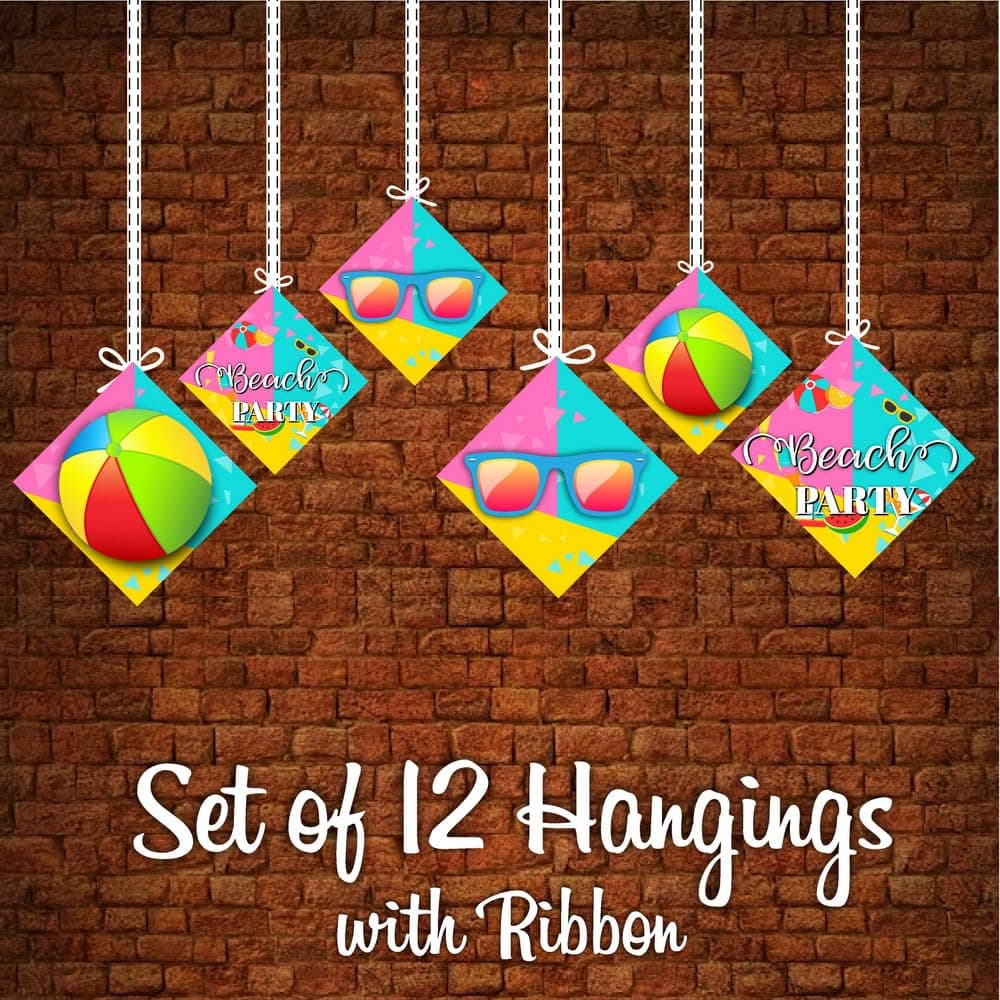 Balloonistics Beach Party Birthday Hanging Decorations - Pack of 12 Double-Sided Cardstock Swirls & Cutouts - Tropical Summer, Pool Side & Luau Theme Party Decor, Sun, Sand & Surf Ceiling Hangings (Hangings - Pack of 12) thumbnail 5