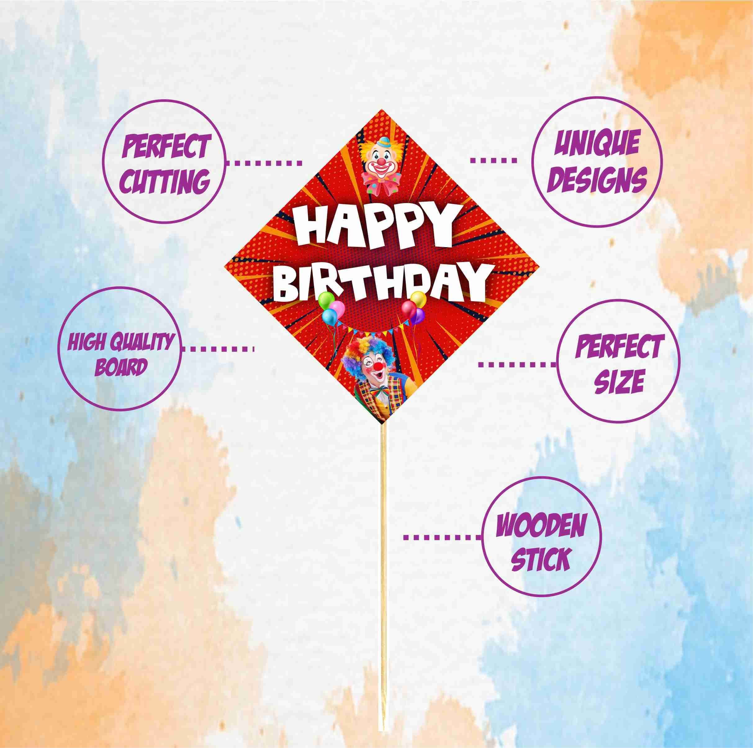 Balloonistics Joker Theme Happy Birthday Cake Toppers - Pack of 10 Master of Chaos Cake Decorations - Premium Cardstock Purple & Green Villain Figures on Bamboo Sticks, Gotham City Superhero Party Supplies (Cake Topper - Pack of 10) thumbnail 5