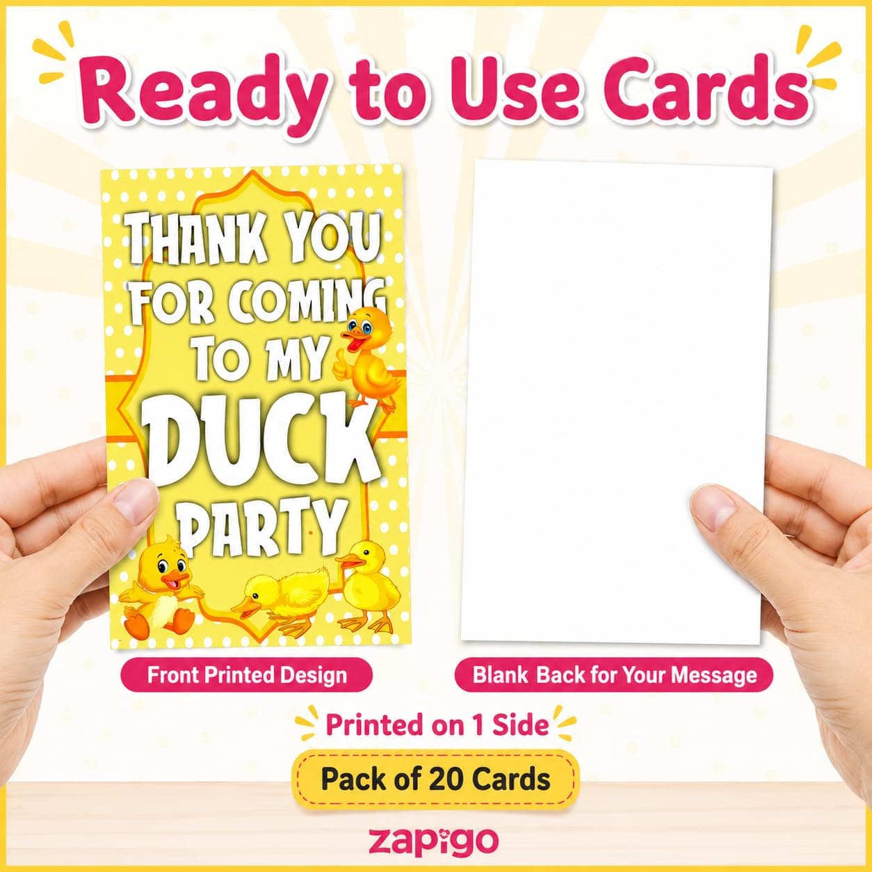 Balloonistics Duck Theme Thank You Cards - Pack of 20 Rubber Ducky Birthday Note Cards - Premium Cardstock Double-Sided "Thanks for Making a Splash" Stationery, Whimsical Bubble & Yellow Ducky Gratitude Cards (Thank you Cards - Pack of 20) thumbnail 4