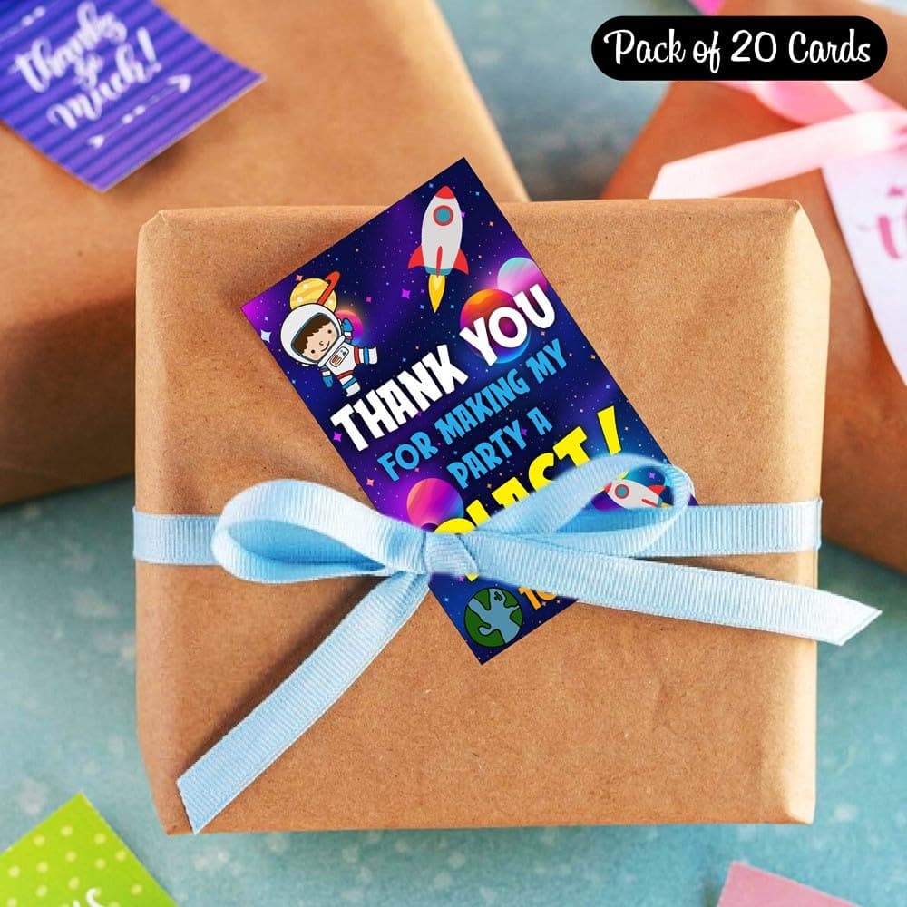 Balloonistics Space Theme Thank You Cards for Return Gifts Premium Cardstock Party Notes Birthday Supplies for Kids (Thank you Cards - Pack of 20) thumbnail 3
