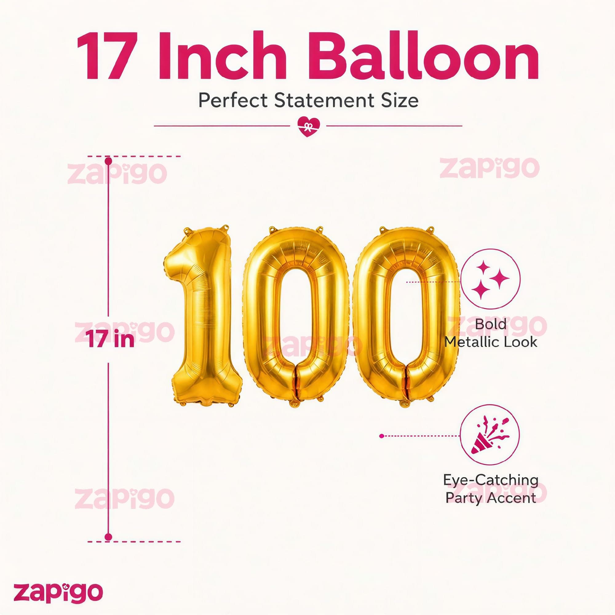 Balloonistics Gold Foil Number 100 Balloon – 16 Inch Golden Foil Number for Custom Age, Year & Phrase Party Decoration (Number 100) thumbnail 2