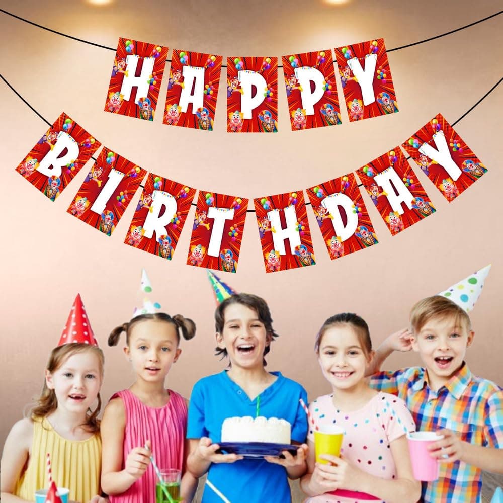 Balloonistics Joker Theme Happy Birthday Banner - Grinning Villain Inspired Party Decoration - Premium Cardstock Purple & Green Bunting with Ribbons, Gotham City Chaos Birthday Backdrop for Fans (Happy Birthday Banner) thumbnail 3