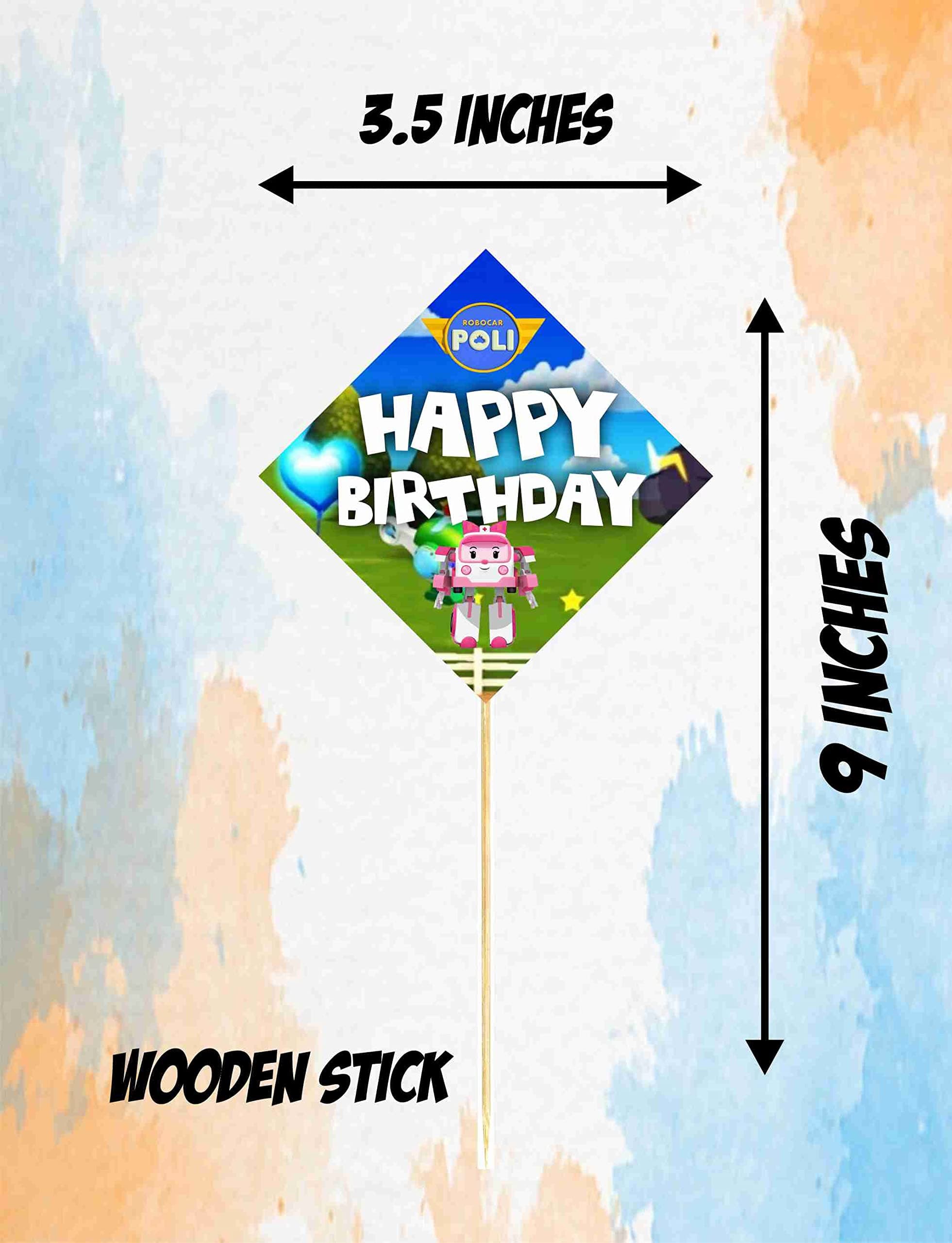 Balloonistics Robo Poli Cake Toppers – Pack of 10 Premium Cardstock Picks – Brooms Town Rescue Team Birthday Party Decorations for Kids' Cakes & Cupcakes thumbnail 3