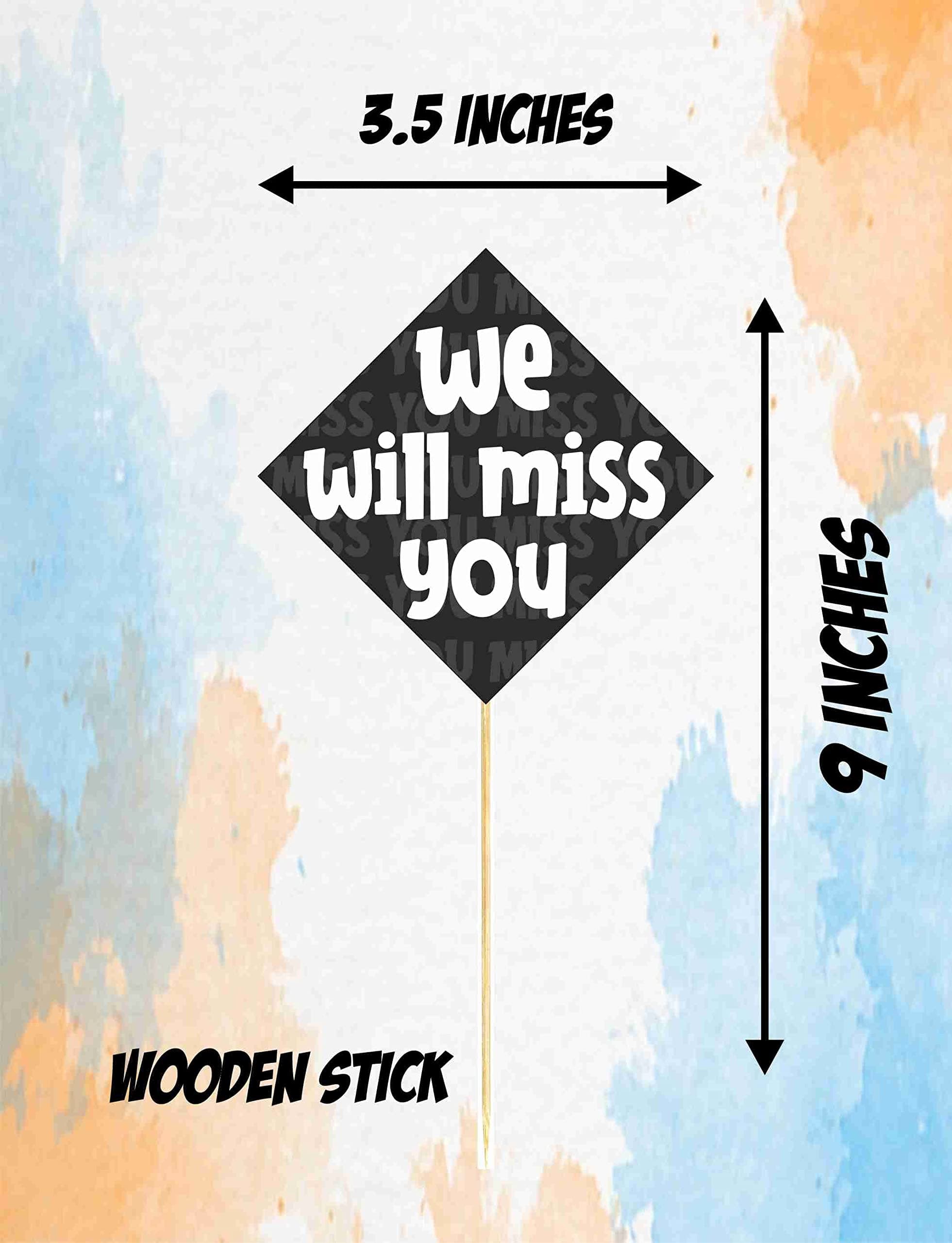 Balloonistics We Will Miss You Cake Topper - Premium Cardstock Toppers with Bamboo Sticks - Elegant Farewell, Retirement & Going Away Party Dessert Decor - (Cake Topper - Pack of 10) thumbnail 3