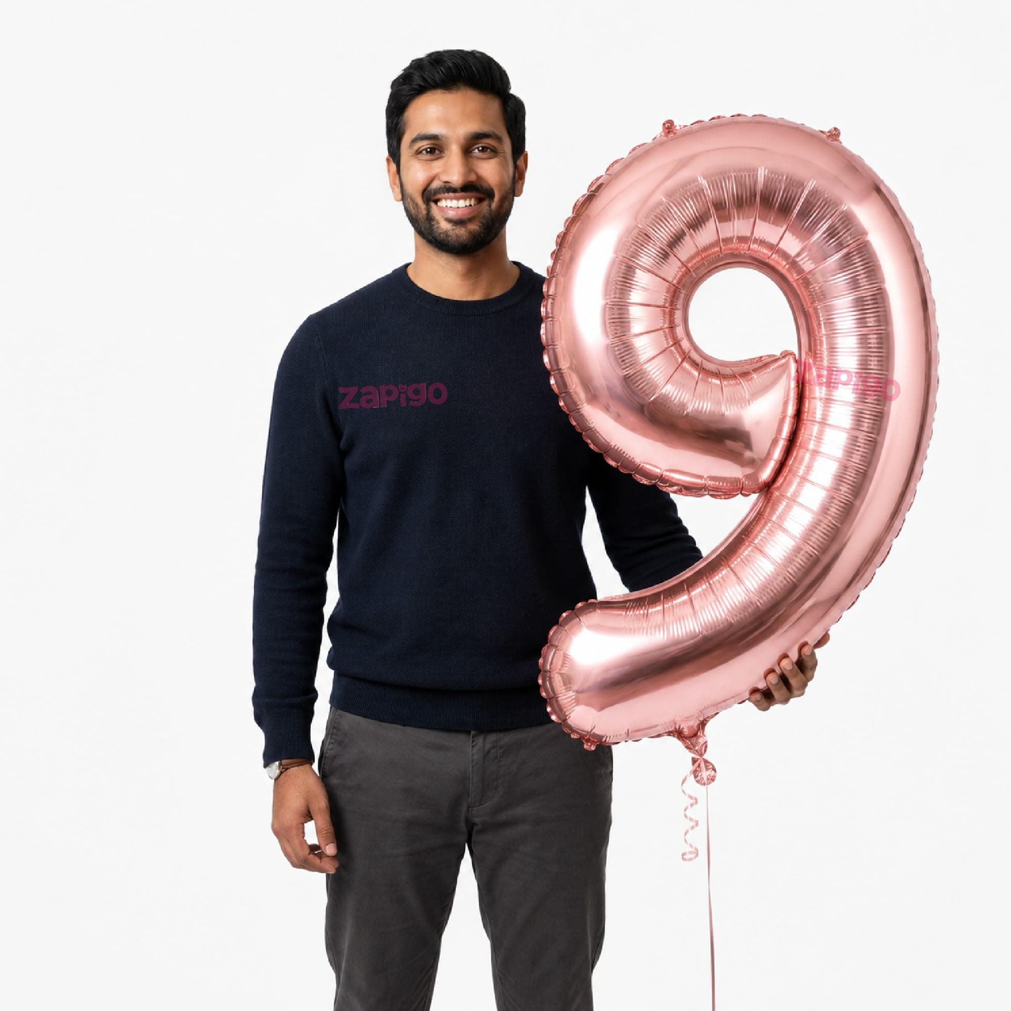 Balloonistics Rose Gold 40-Inch Foil Number 9 Balloon - Helium or Air Fill for 9th Birthday, Anniversary, Party Decoration, Photo Booth Backdrop, Cake Table Decor thumbnail 1