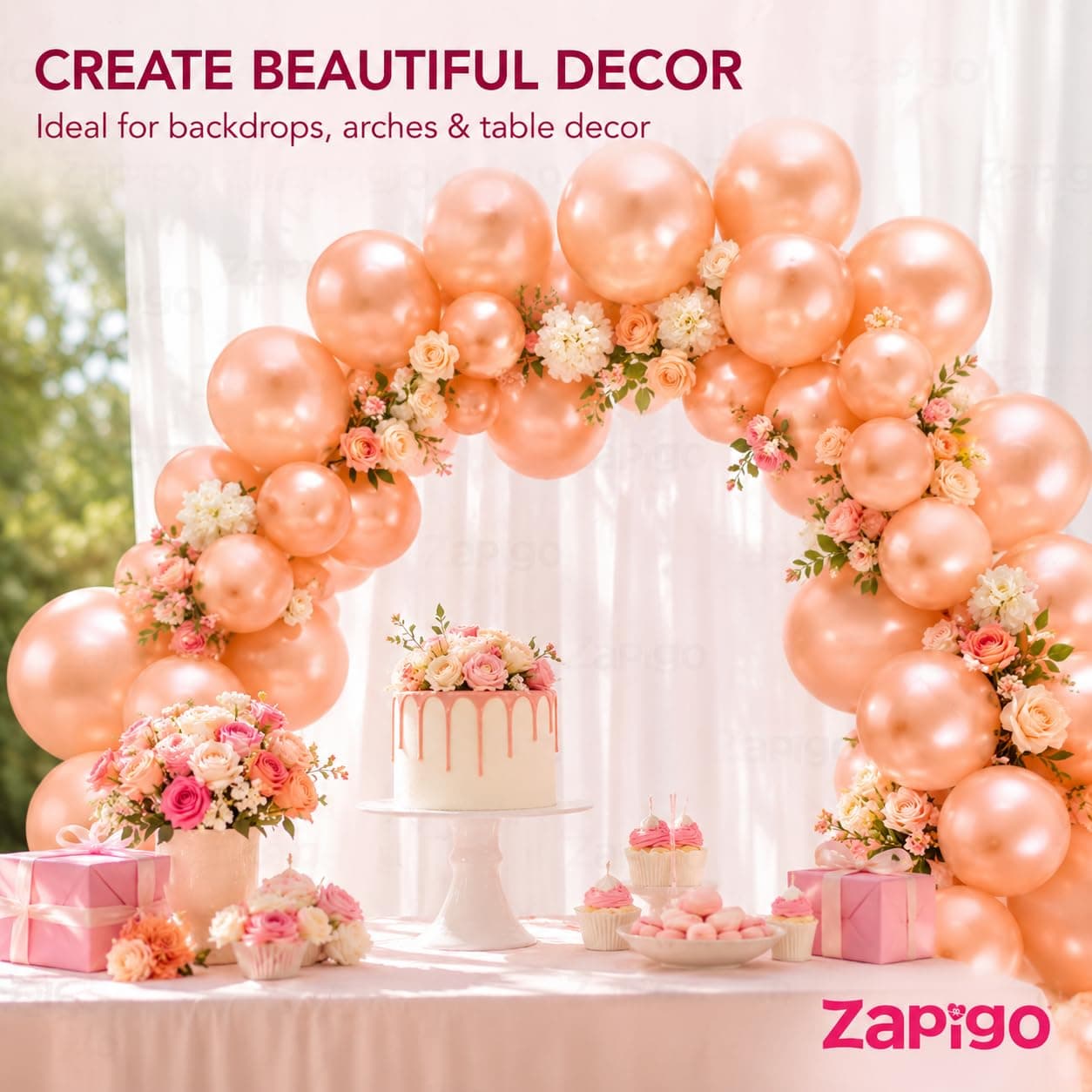 Balloonistics 25-Pack Metallic Pearl Finish Peach Latex Balloons – Shiny Soft Peach Balloons for Baby Shower, Bridal Shower, Boho Party & Elegant Decoration thumbnail 6