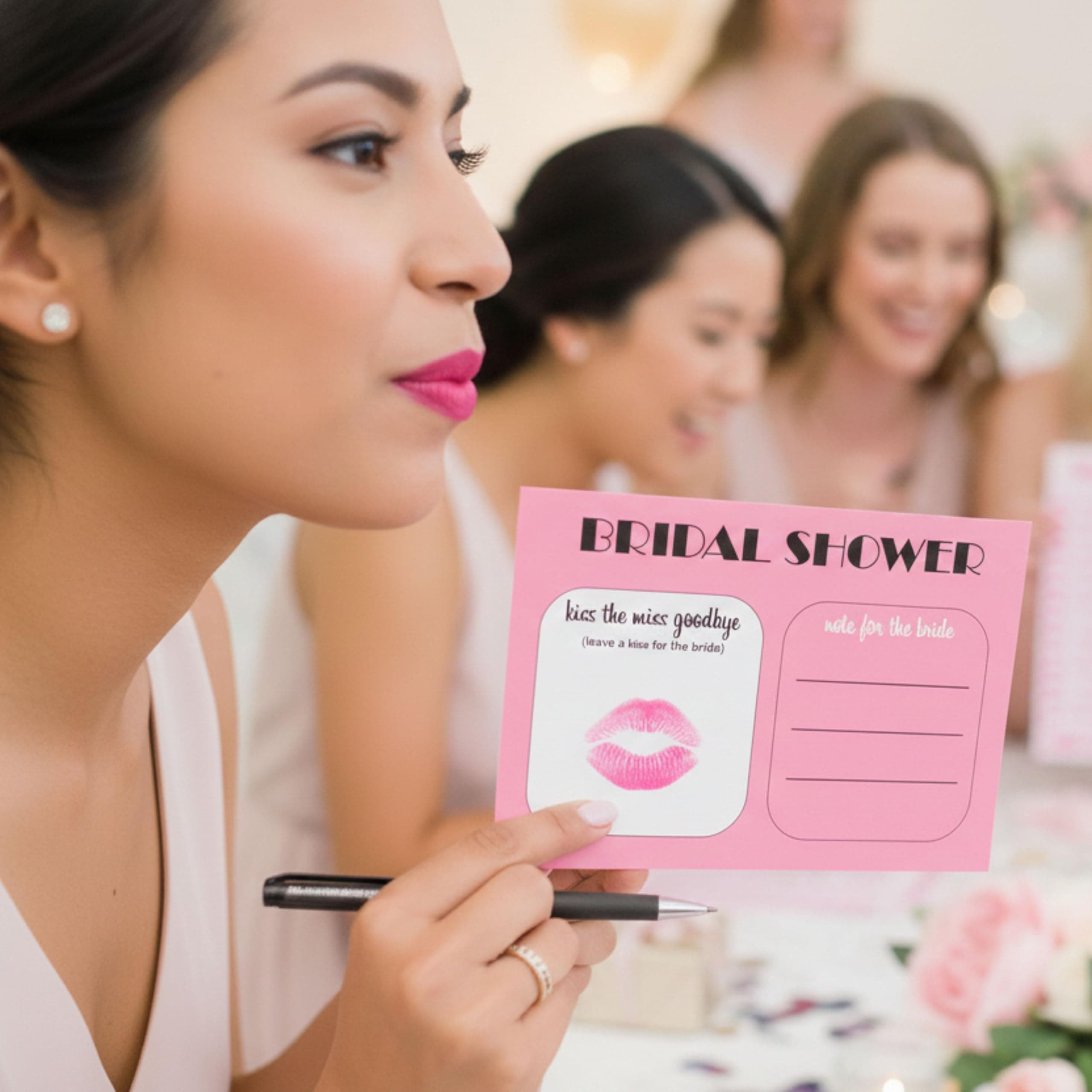 Balloonistics Kiss the Miss Goodbye Cards – Pack of 10 – Fun Interactive Bridal Shower & Bachelorette Party Game – Premium Pink Cardstock Keepsake for Bride-to-Be Celebrations thumbnail 4