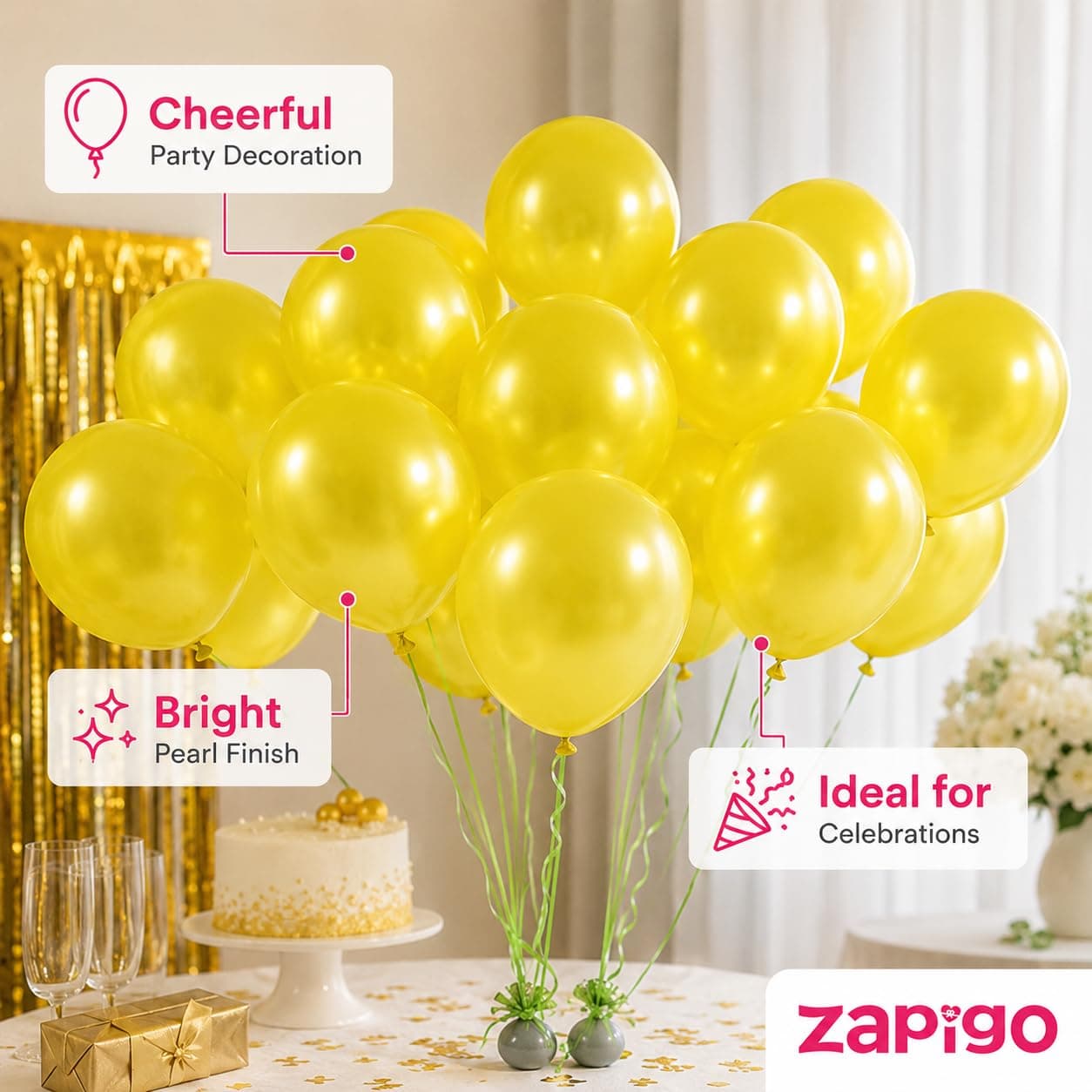 Balloonistics 10 Inch HD Metallic Shiny Balloons for Birthday Decoration, Decoration for Weddings, Engagement, Baby Shower, 1st Birthday, Anniversary, Birthday Party (Pack Of 50) (Yellow) thumbnail 6