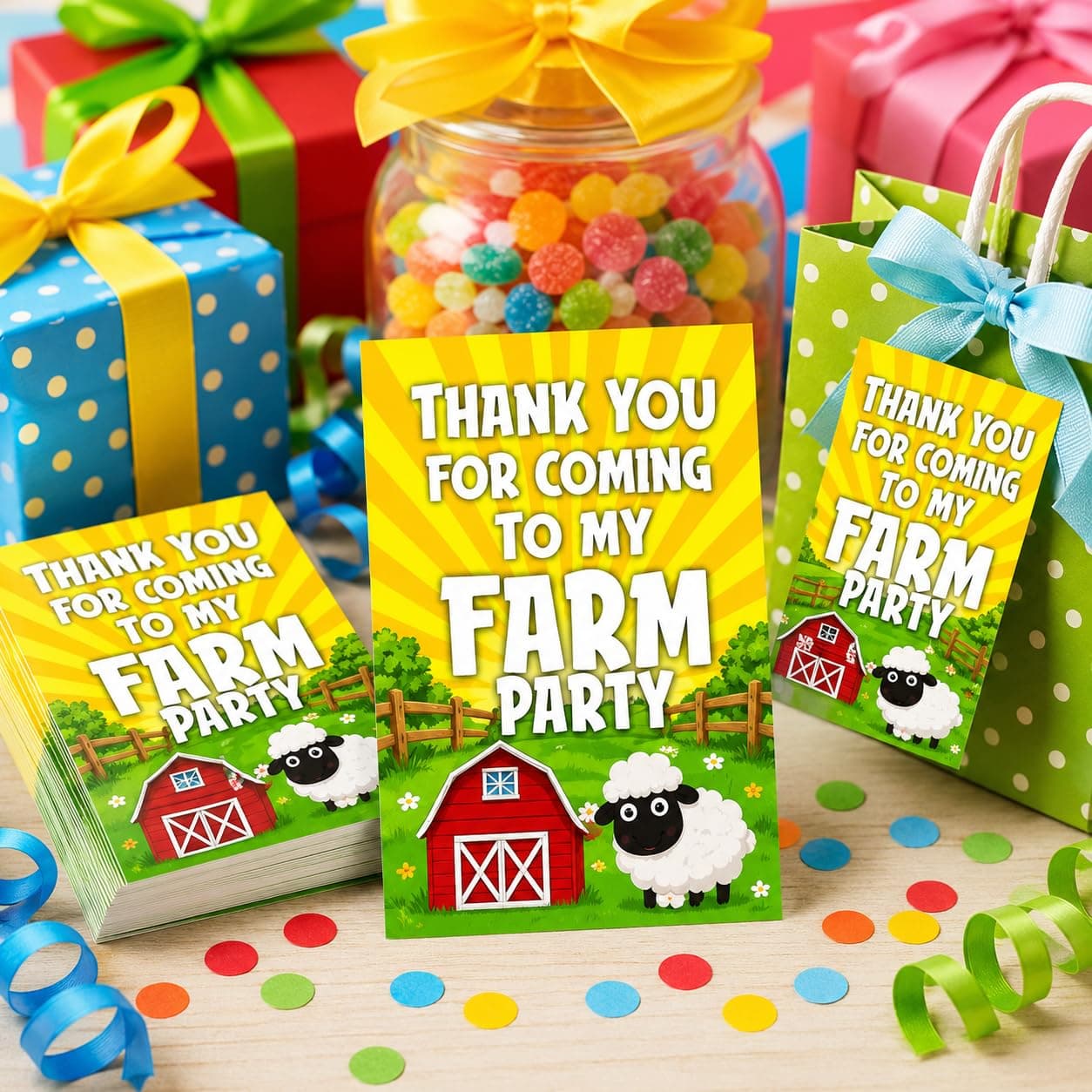 Balloonistics Farm Theme Thank You Cards - Pack of 20 Barnyard Party Note Cards - Premium Cardstock "Thanks for Mooving by My Birthday" Stationery, Rustic Red Tractor & Cow Gratitude Cards (Thank you Cards - Pack of 20) thumbnail 1