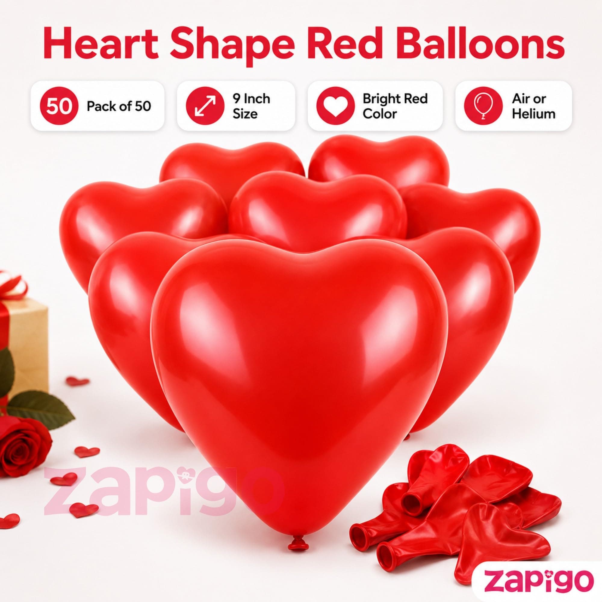 Balloonistics Red Latex Balloons – Pack of 50 Party Balloons for Birthday, Wedding & Celebration Decorations thumbnail 2