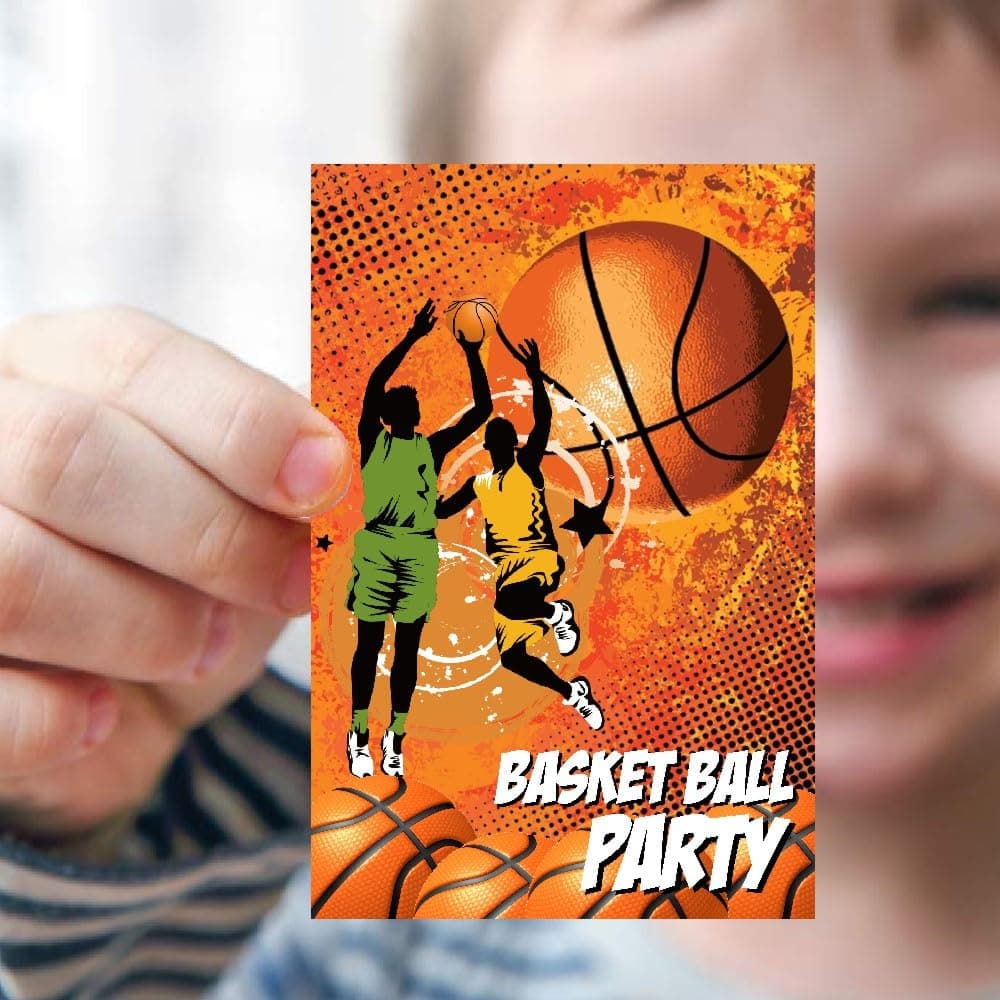 Balloonistics Basketball Theme Birthday Party Invitations Double-Sided Cardstock Invites Sports Theme Party Supplies for Kids (Invite Cards - Pack of 10) thumbnail 2