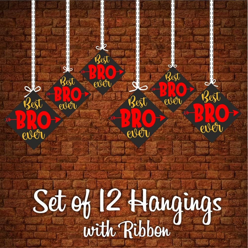 Balloonistics "Best Bro" Theme Hanging Decorations (Pack of 12) - Double-Sided Cardstock Brother’s Birthday Wall & Ceiling Decor - World’s Best Brother Party Supplies, Sibling Celebration Accents with Ribbons(Hangings - Pack of 12) thumbnail 5