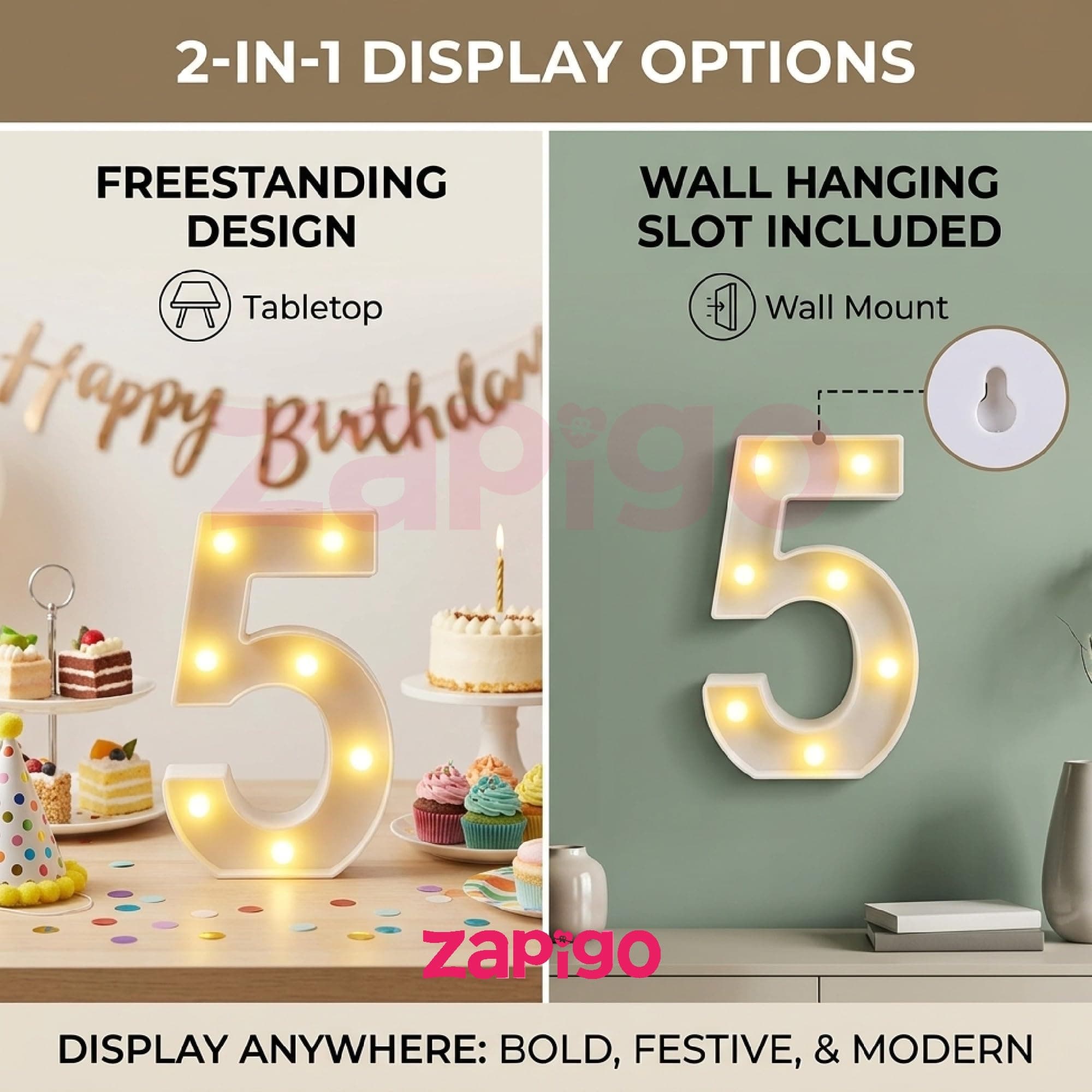 Balloonistics LED Marquee Number 5 Light - 9-Inch Cordless thumbnail 5