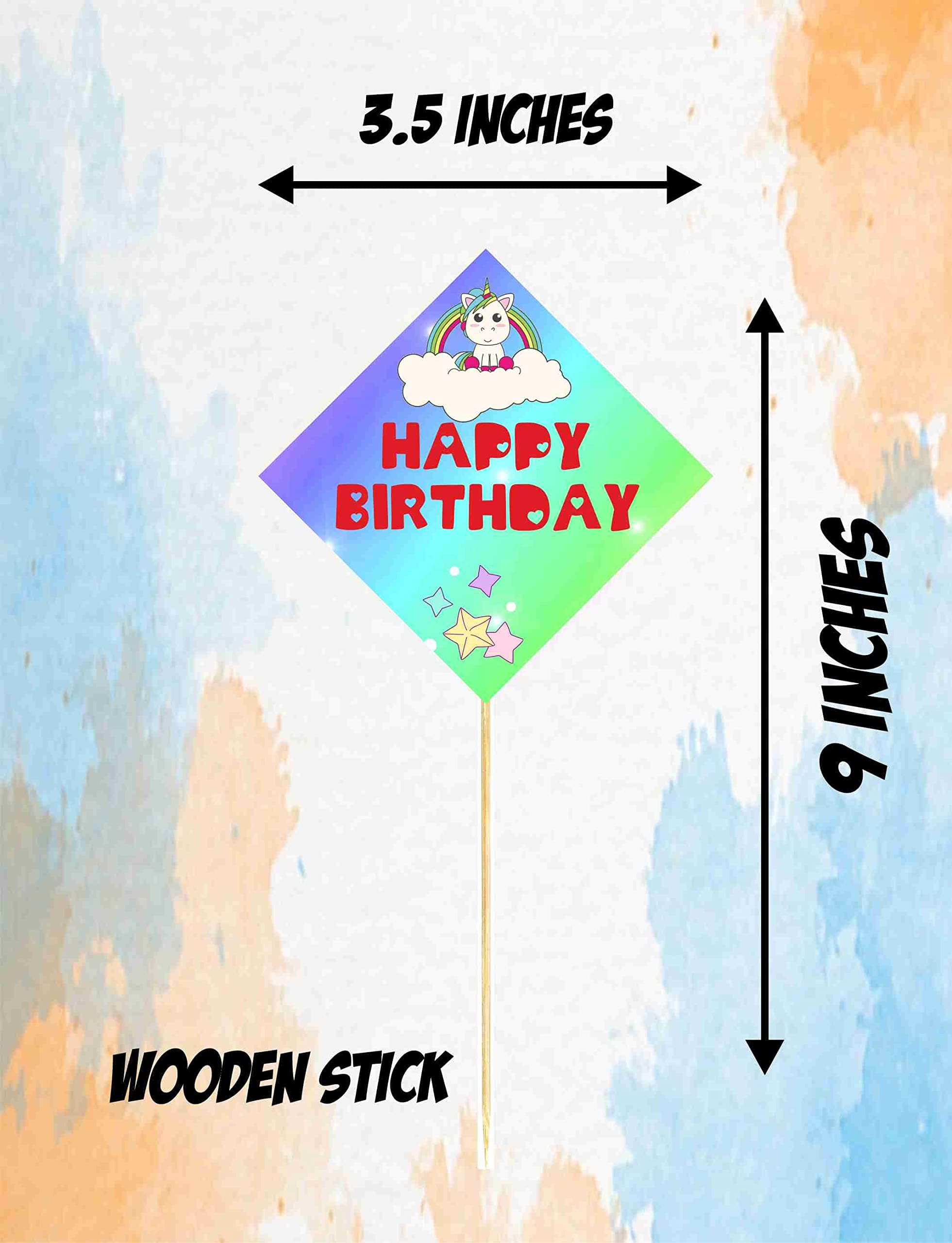 Balloonistics Unicorn Theme Cake Topper Set Double-Sided Cardstock with Bamboo Sticks Party Decorations for Girls Birthday Celebrations Backdrop (Cake Topper - Pack of 10) thumbnail 3