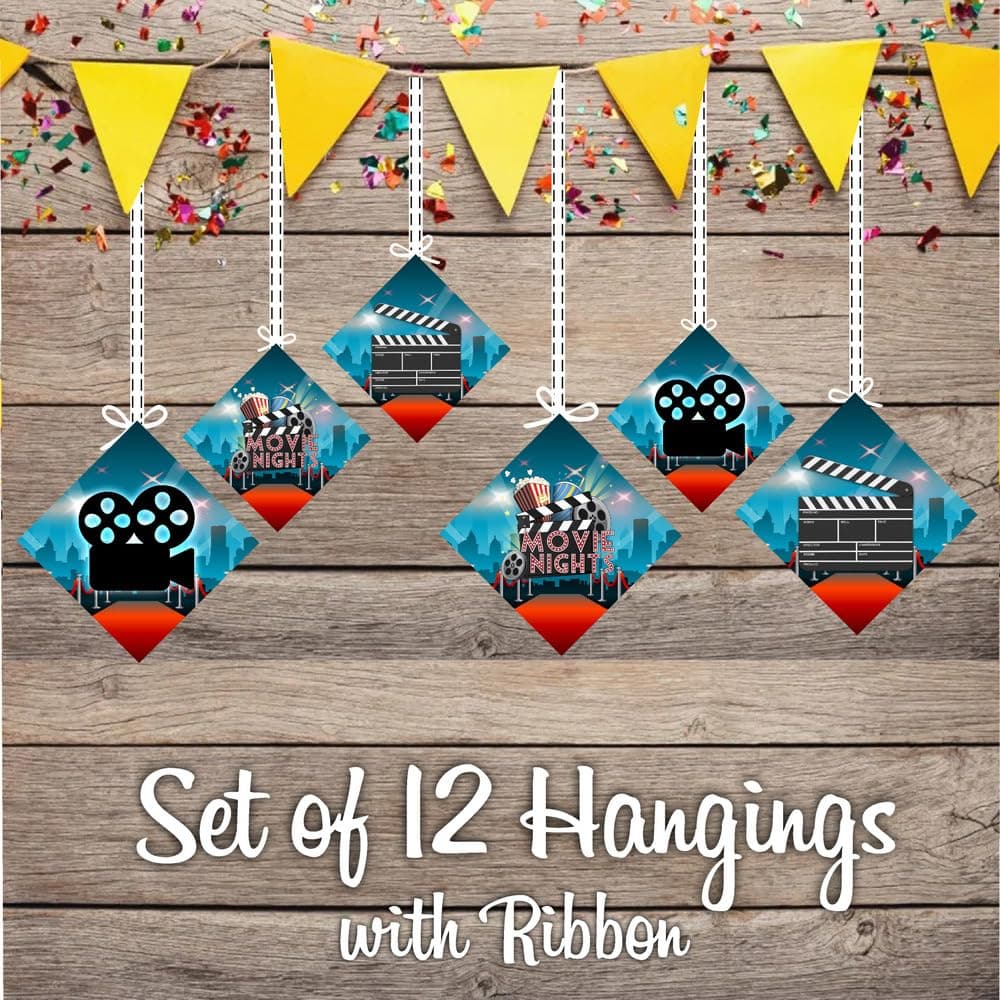 Balloonistics Hollywood Theme Happy Birthday Hanging Decorations - Pack of 12 Double-Sided Cardstock Swirls - Red Carpet VIP, Awards Night & Cinema Party Supplies, Movie Star Photo Booth Backdrop (Hangings - Pack of 12) thumbnail 2