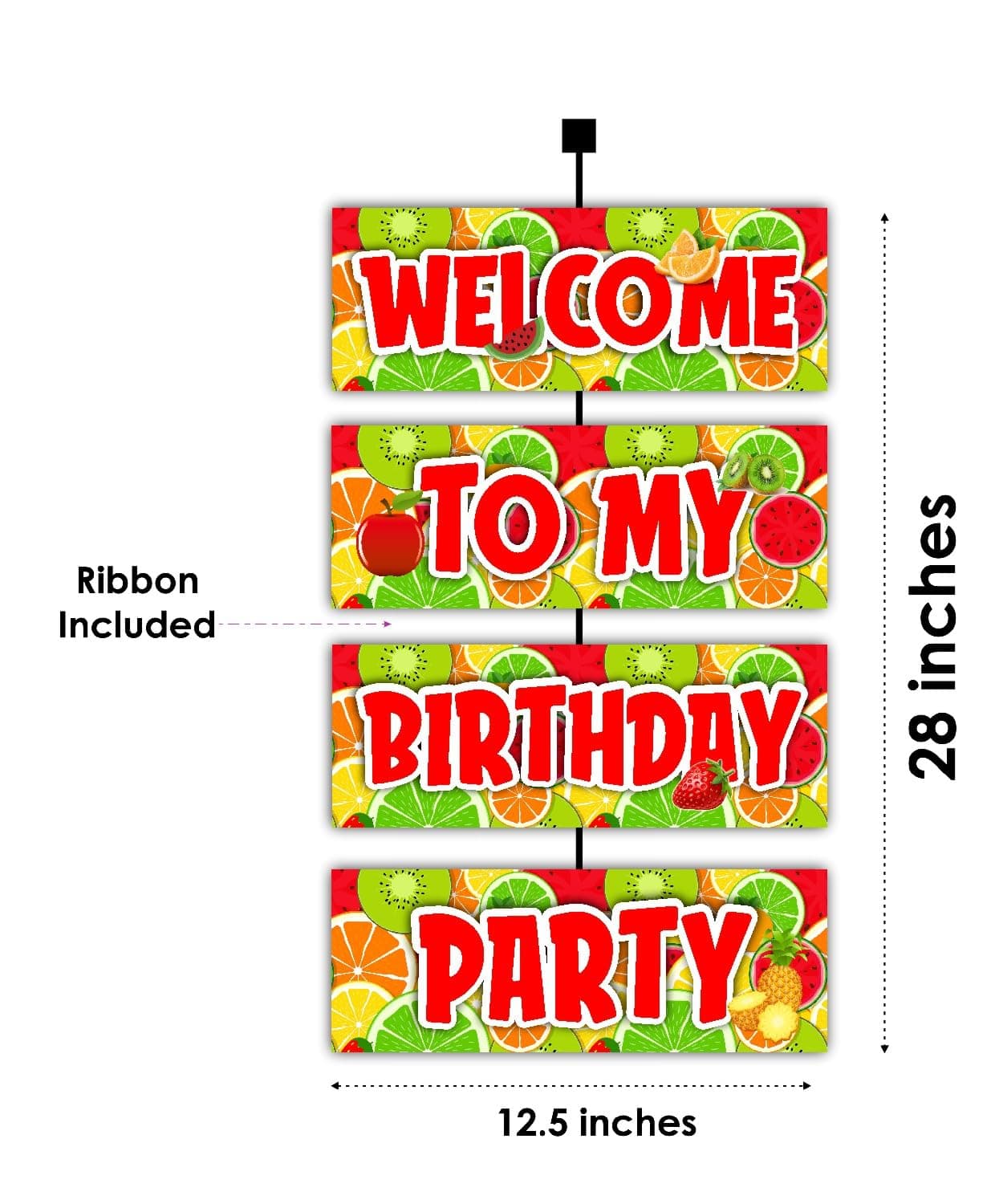 Balloonistics Fruit Theme Birthday Welcome Board (2.3 Feet) - Large "Tutti Frutti" Entrance Sign for Kids & Summer Parties - Premium Cardstock "One-in-a-Melon" Party Decor with Ribbons for Indoor & Outdoor Use (Welcome Outdoor Board) thumbnail 2