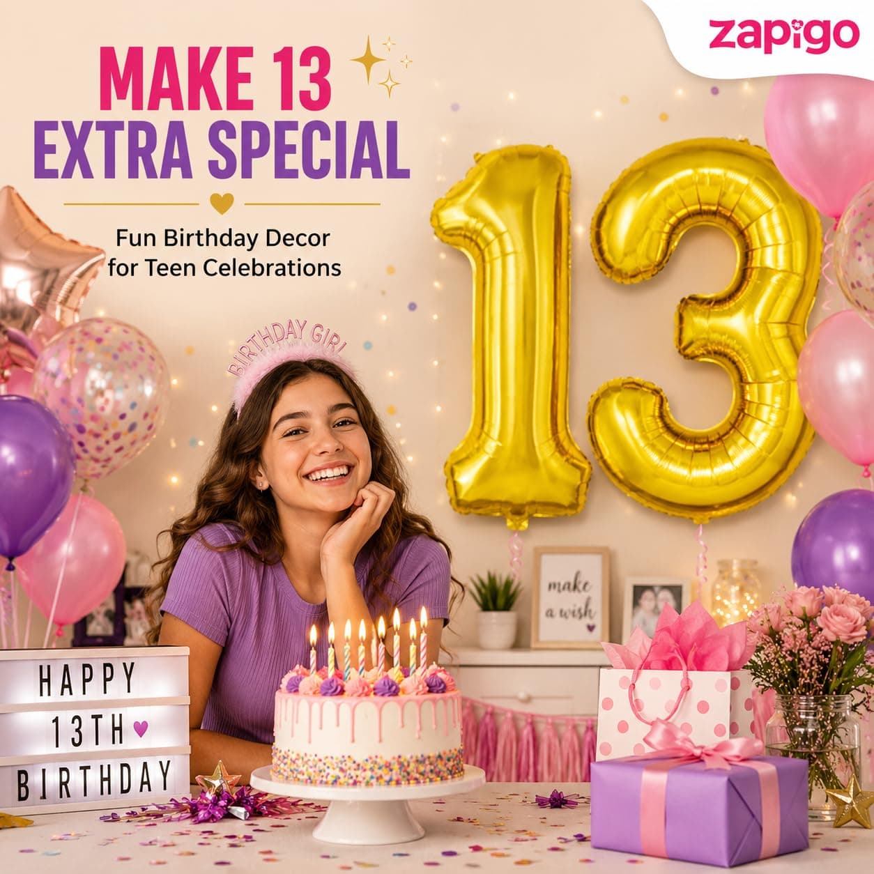 Balloonistics Number 13 Gold Foil Balloon – 17-Inch Metallic '13' Balloon Pack of 2 for 13th Birthday & Teenage Debut Party Decoration thumbnail 3