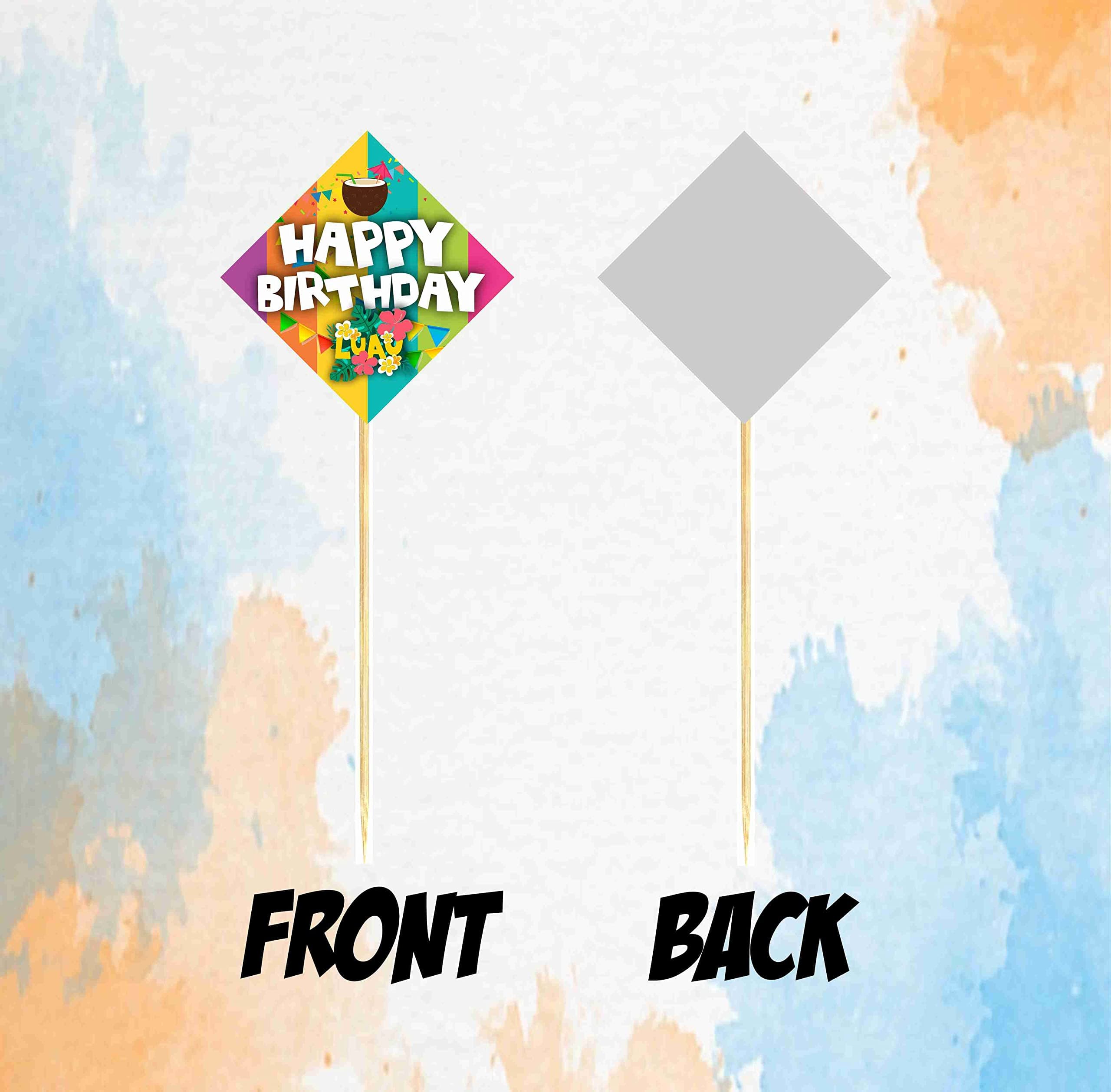 Balloonistics Hawaii Luau Happy Birthday Cake Topper - Tropical Hibiscus & Palm Leaf Cake Decorations - Premium Cardstock Aloha Party Supplies with Food-Grade Bamboo Sticks (Cake Topper - Pack of 10) thumbnail 4