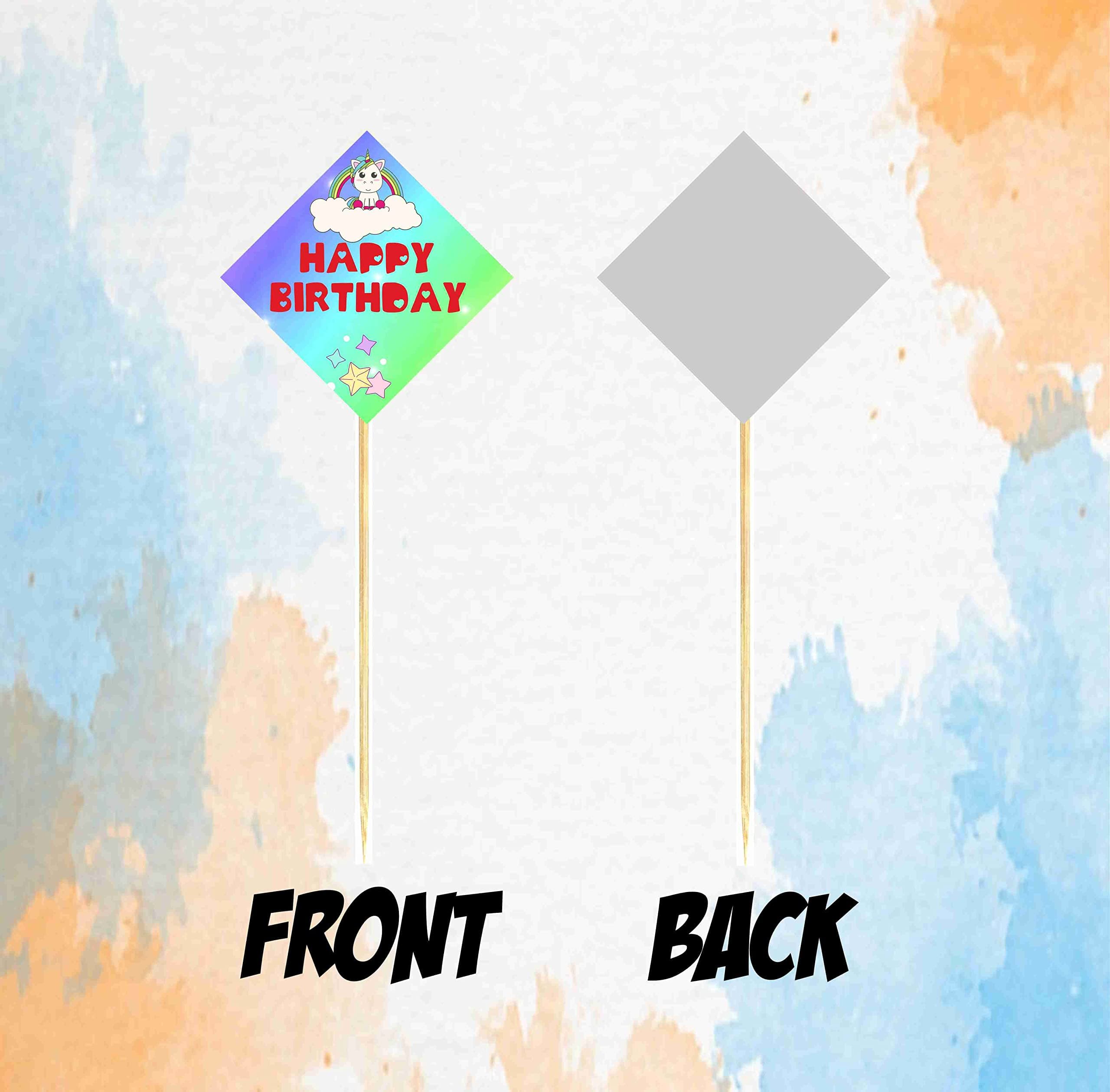 Balloonistics Unicorn Theme Cake Topper Set Double-Sided Cardstock with Bamboo Sticks Party Decorations for Girls Birthday Celebrations Backdrop (Cake Topper - Pack of 10) thumbnail 4