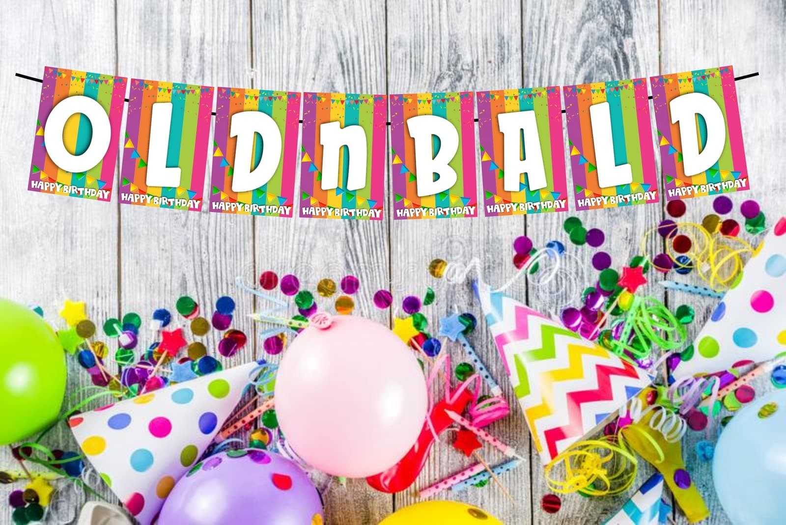 Balloonistics Old and Bald Happy Birthday Banner - Funny "Age & Hairline" Cardstock Bunting for Him - Over the Hill, Retirement & Milestone Birthday Humor Decorations, Comedy Backdrop thumbnail 2