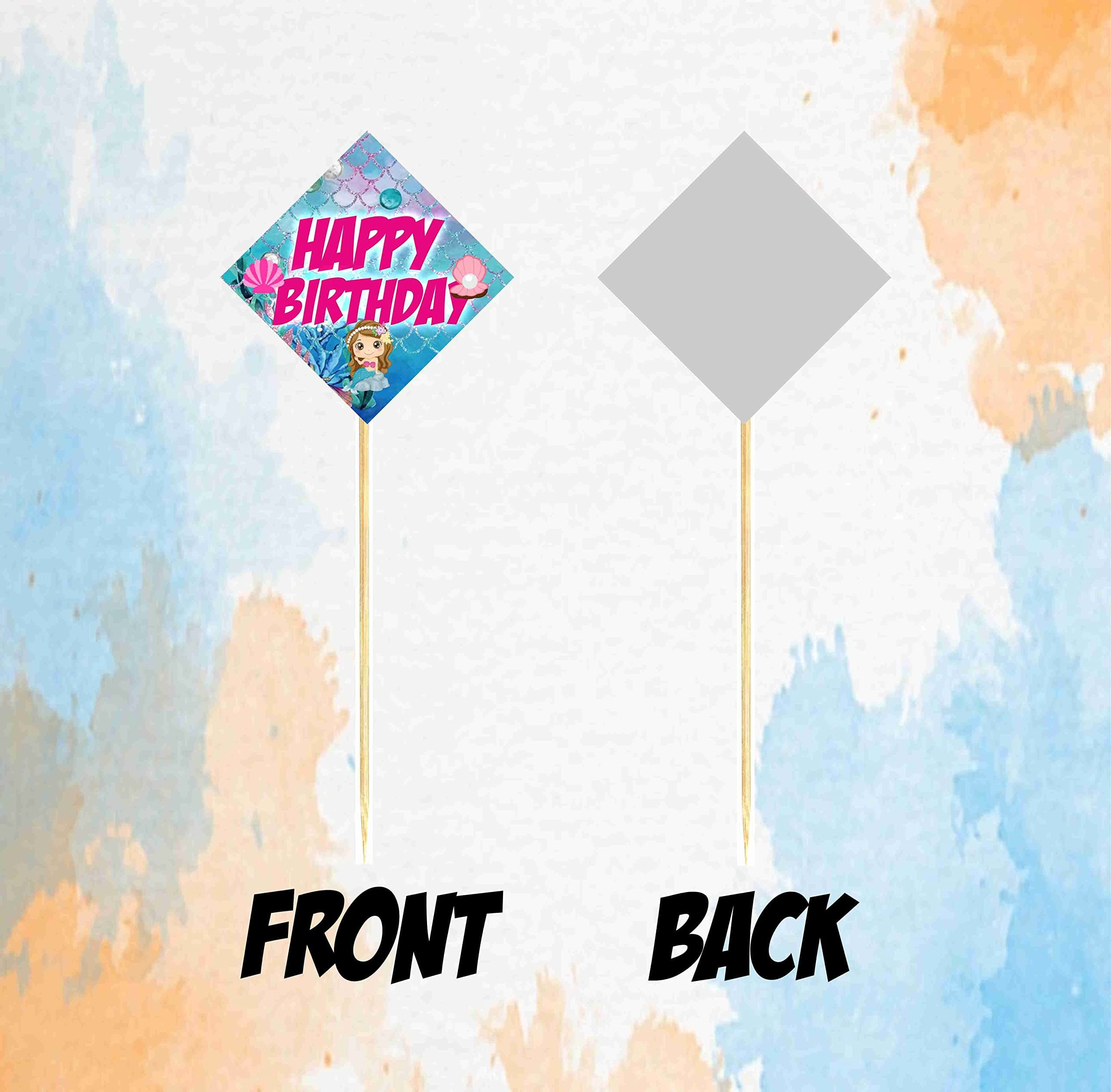 Balloonistics Mermaid Cake Toppers Premium Cardstock Cupcake Picks with Bamboo Sticks Under the Sea Birthday Decorations (Cake Topper - Pack of 10) thumbnail 4