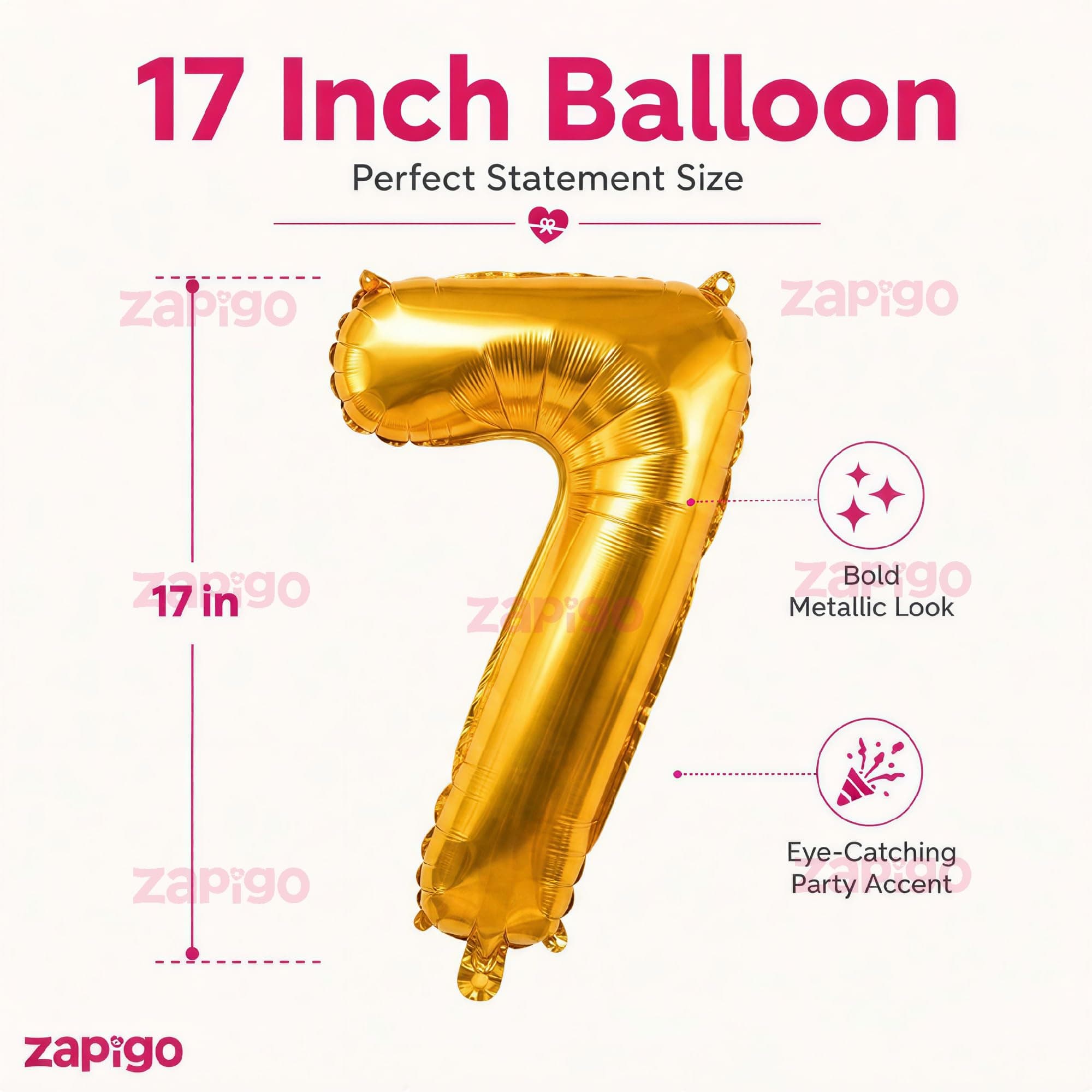 Balloonistics Gold Foil Number 7 Balloon – 16 Inch Golden Foil Number for Custom Age, Year & Phrase Party Decoration (Number 7) thumbnail 5
